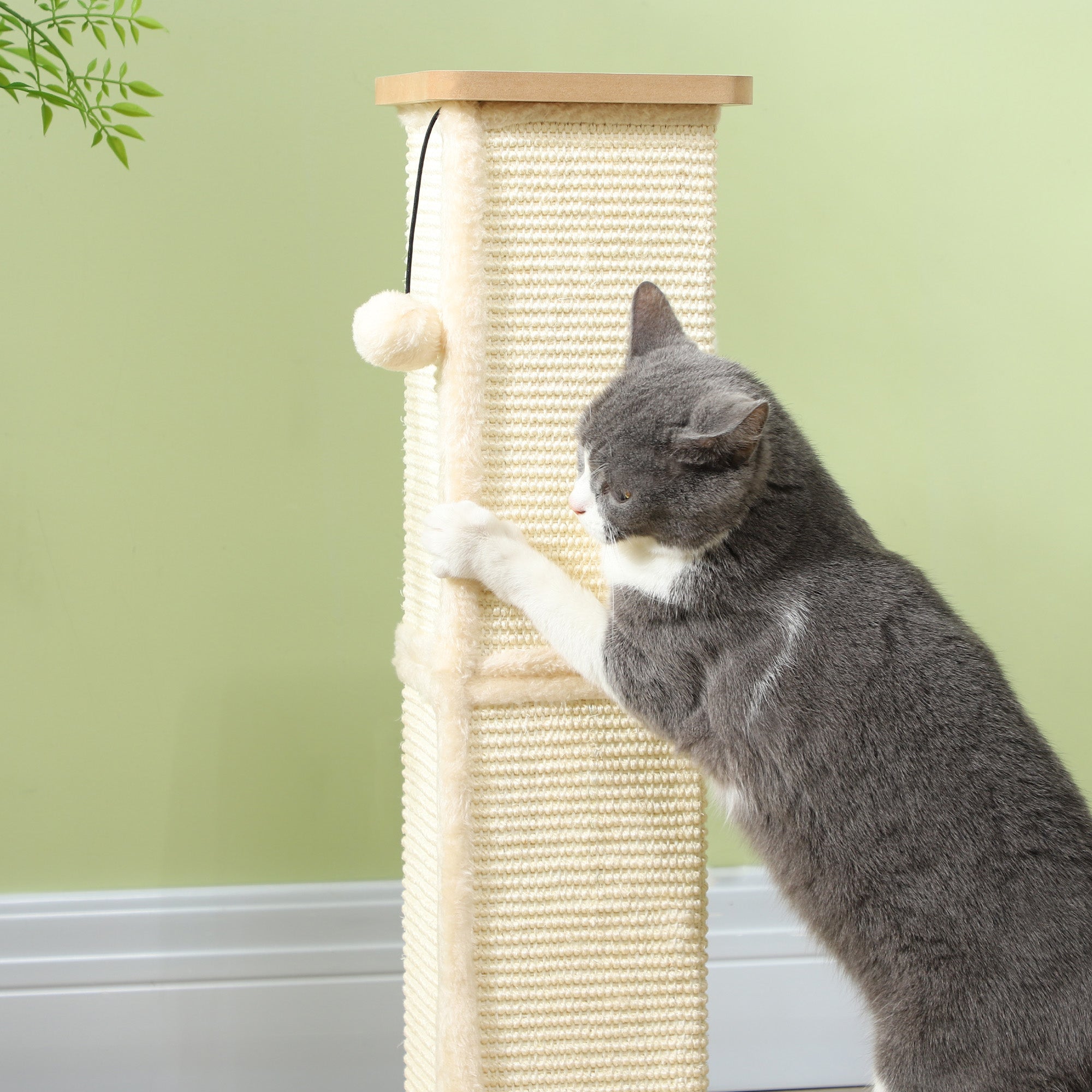PawHut 3-in-1 Cat Scratching Post, 67cm Cat Scratcher w/ Track Ball Toy, Oak Tone - North Peak Garden Furniture
