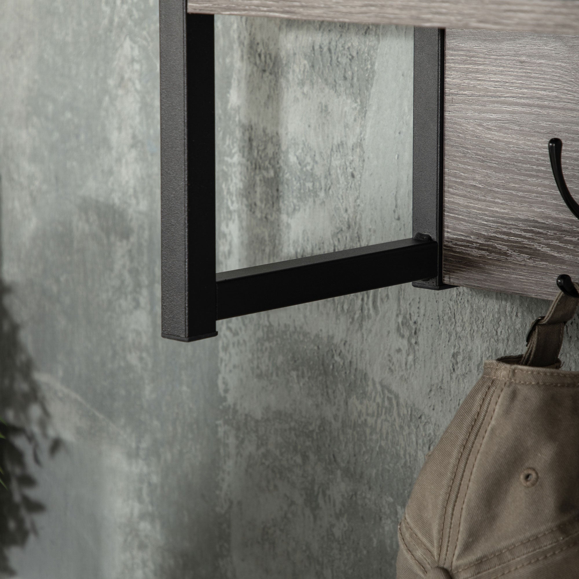 HOMCOM Wall Coat Rack with 4 Hooks Floating Shelf with Storage Rack for Keys, Clothes, Bags for Hallway, Entryway, 80 x 20 x 22.5 cm, Grey - North Peak Garden Furniture