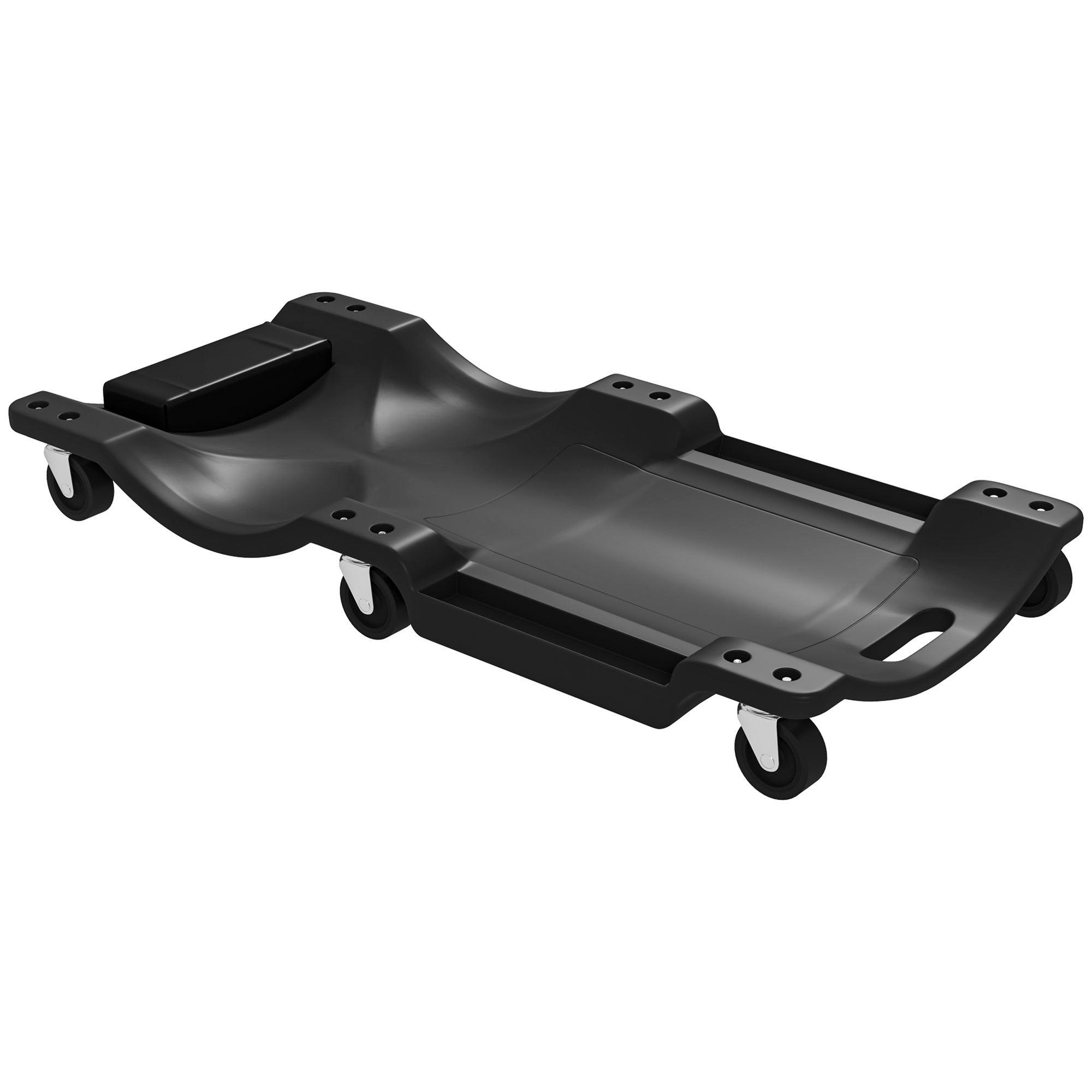 DURHAND Mechanic Vehicle Creeper Under Car Repair Padded Headrest Rolling Moulded Workshop Garage Assistance with Tool Tray, Black - North Peak Garden Furniture