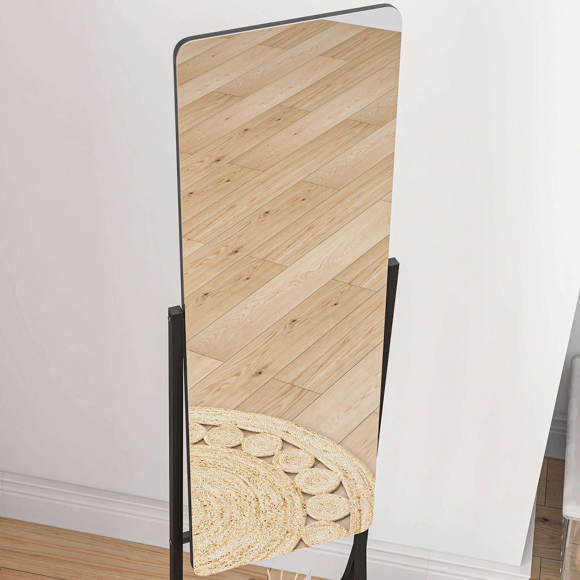 HOMCOM Free Standing Dressing Mirror, Full Length Mirror with Adjustable Angle, Storage Shelf for Living Room, Bedroom, Hallway - North Peak Garden Furniture