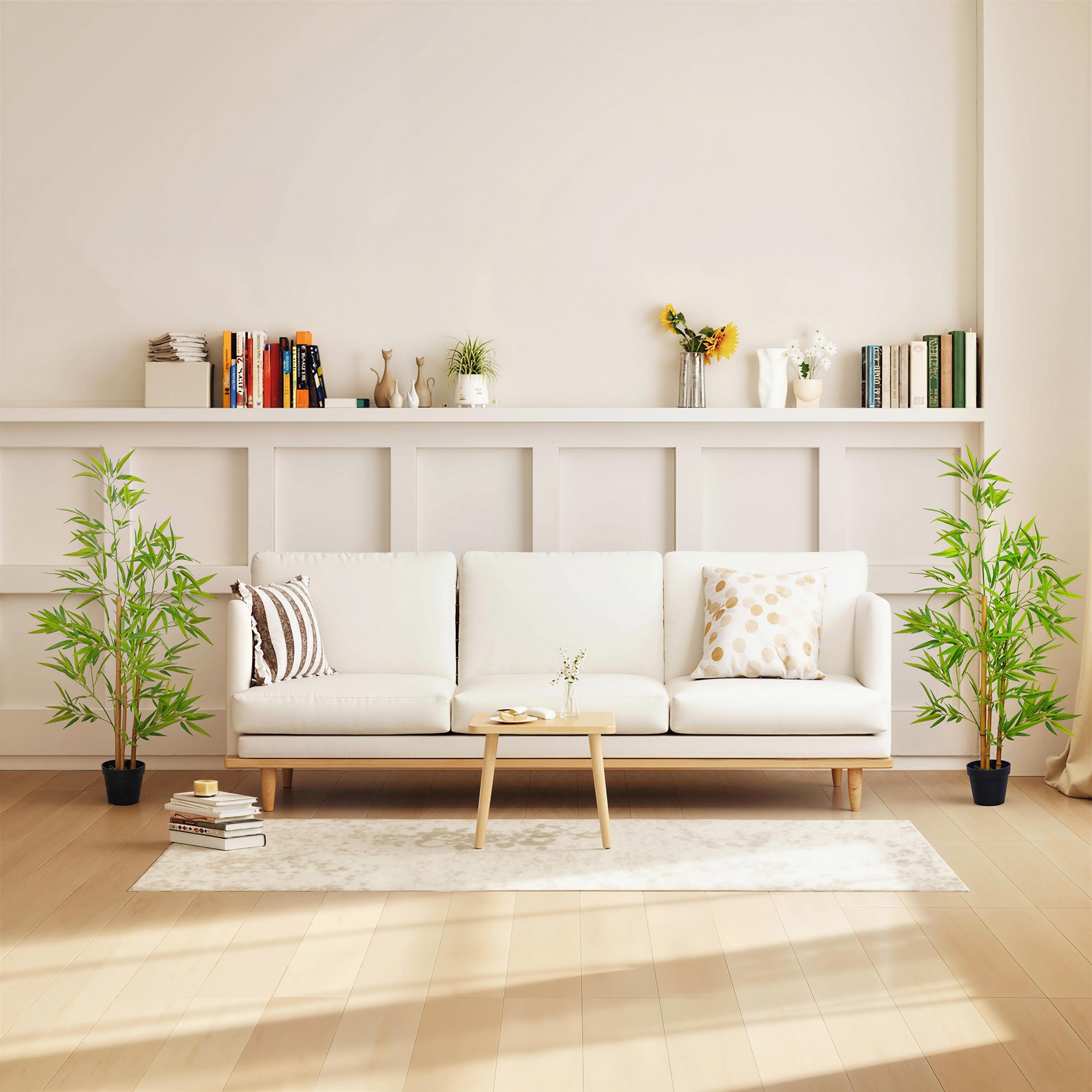 Outsunny Set of 2 120cm/4FT Artificial Bamboo Trees Decorative Plant w/ Heavy Pot Indoor Outdoor Style Home Office Greenery Decoration
