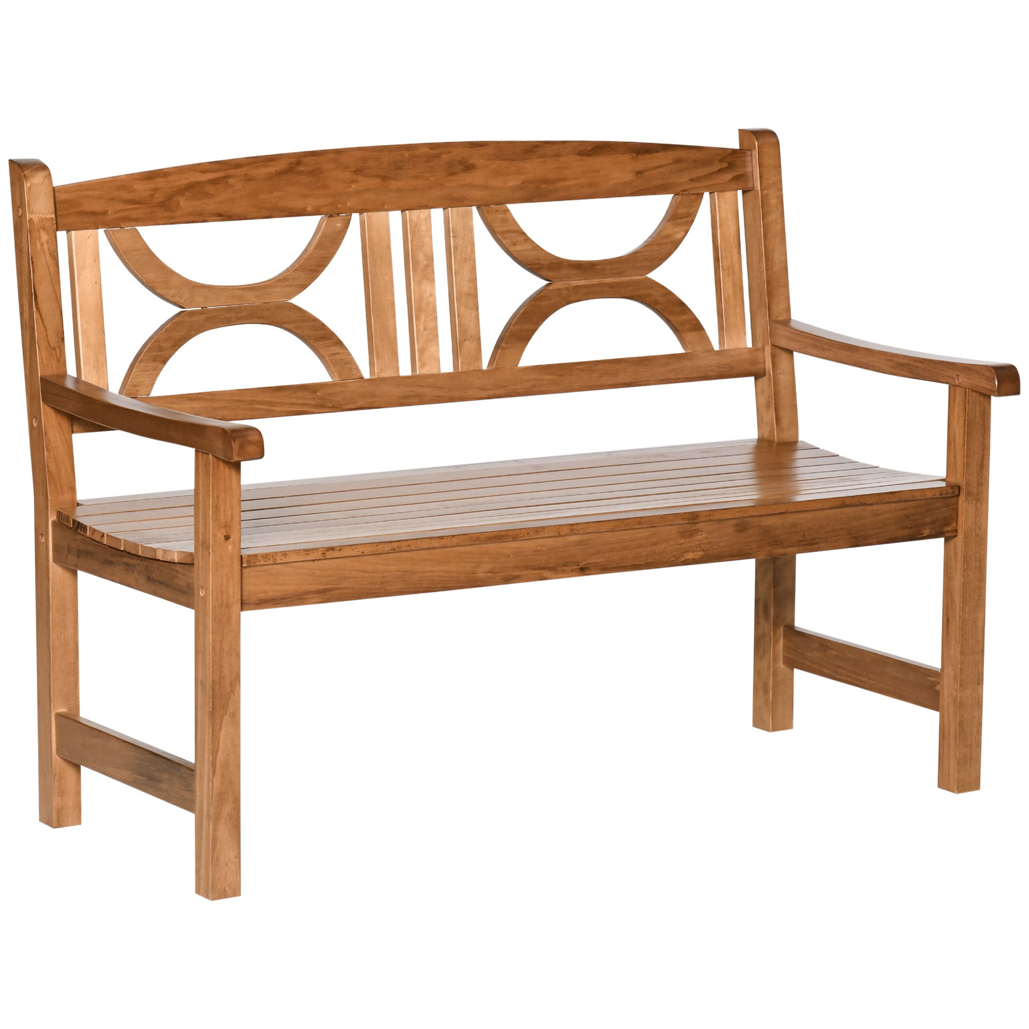 Outsunny 2-Seater Wooden Garden Bench Outdoor Patio Loveseat for Yard, Lawn, Porch, Natural - North Peak Garden Furniture