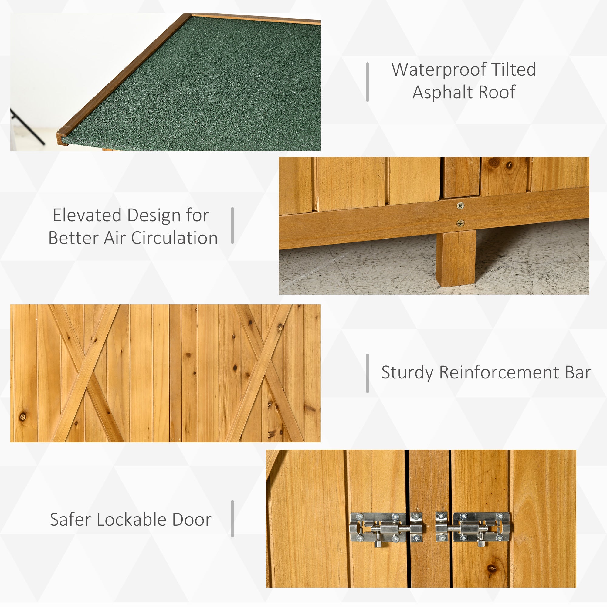 Outsunny 139 x 75 Fir Wood Garden Shed, with Asphalt Roof - Natural - North Peak Garden Furniture