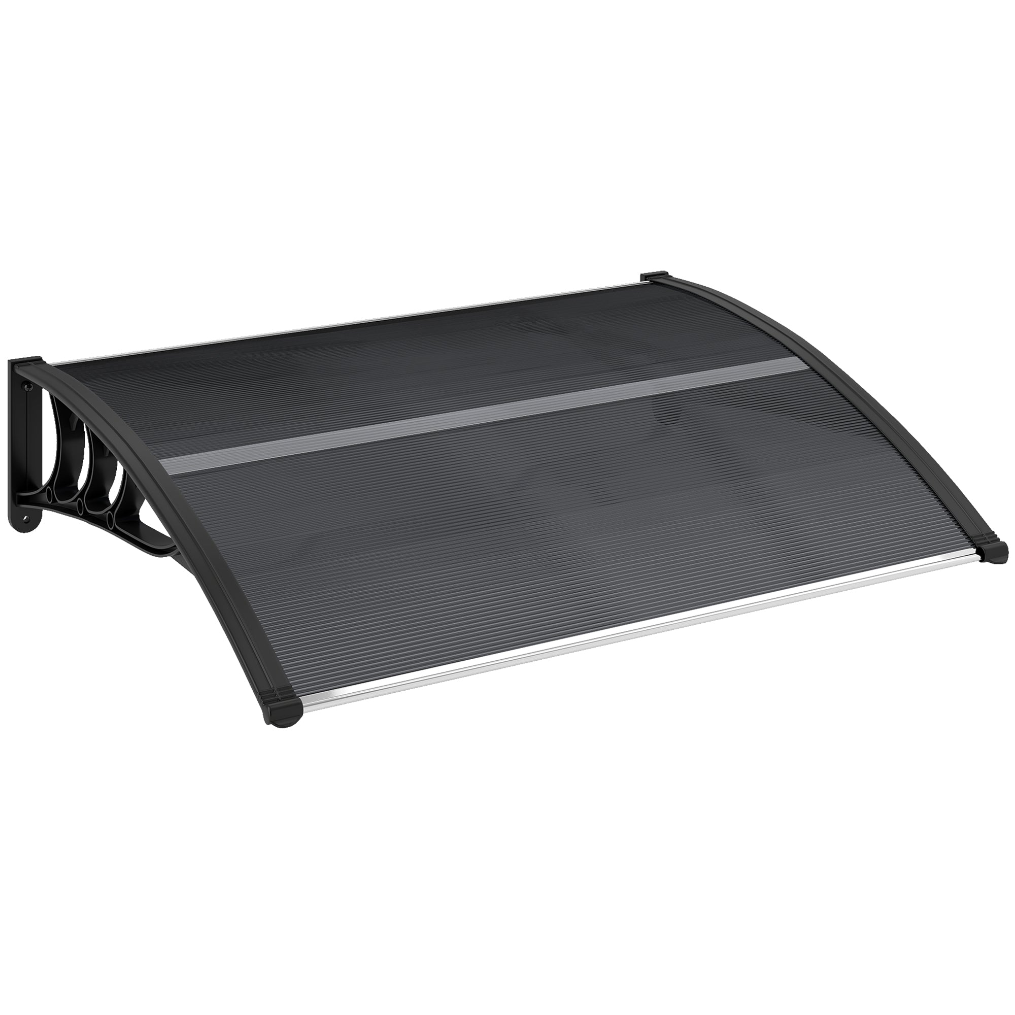 Outsunny Door Canopy Awning Outdoor Window Rain Shelter Cover for Front/Back Door Porch Black 100 x 75cm