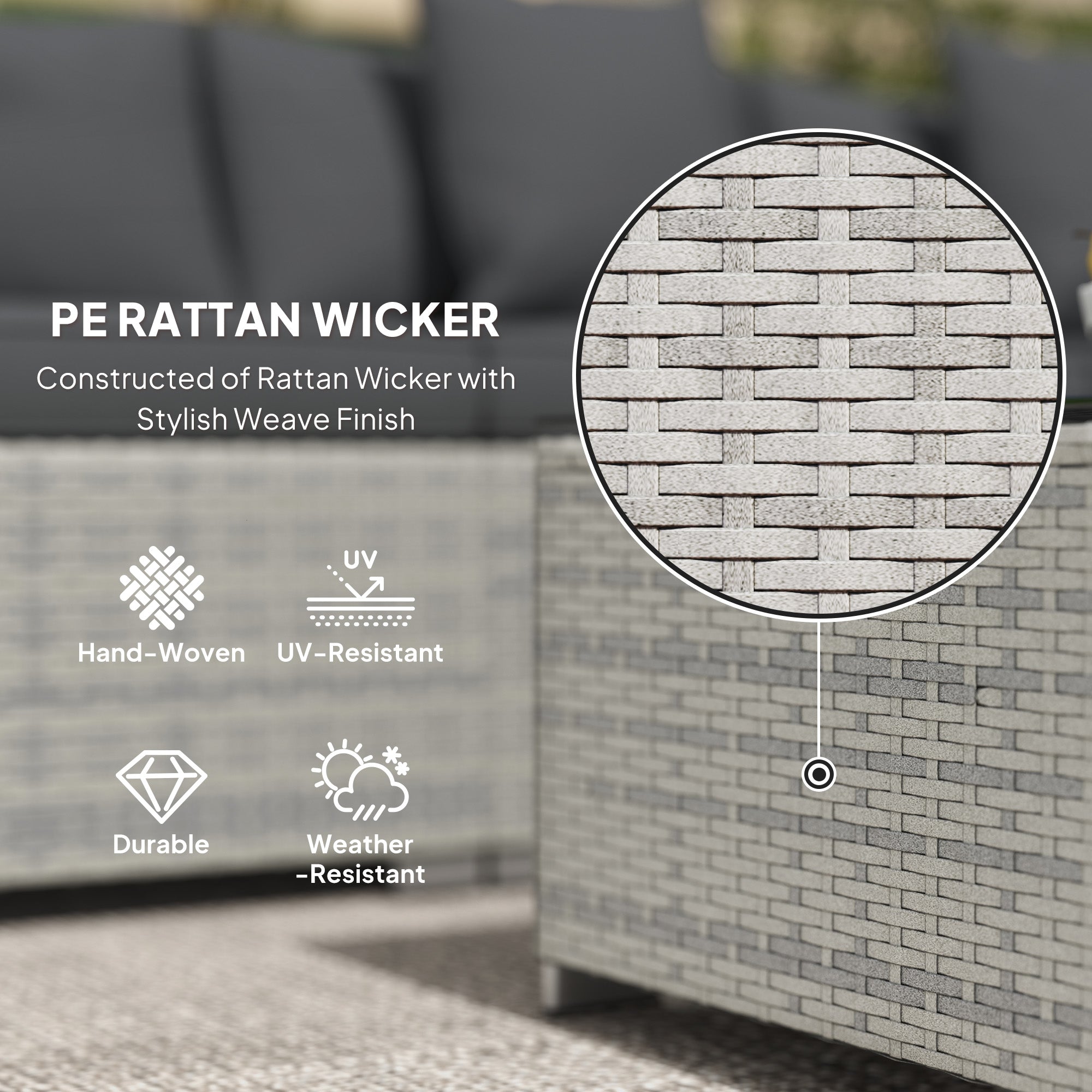 Outsunny 6 Pieces Rattan Corner Sofa Set - Mixed Grey - North Peak Garden Furniture