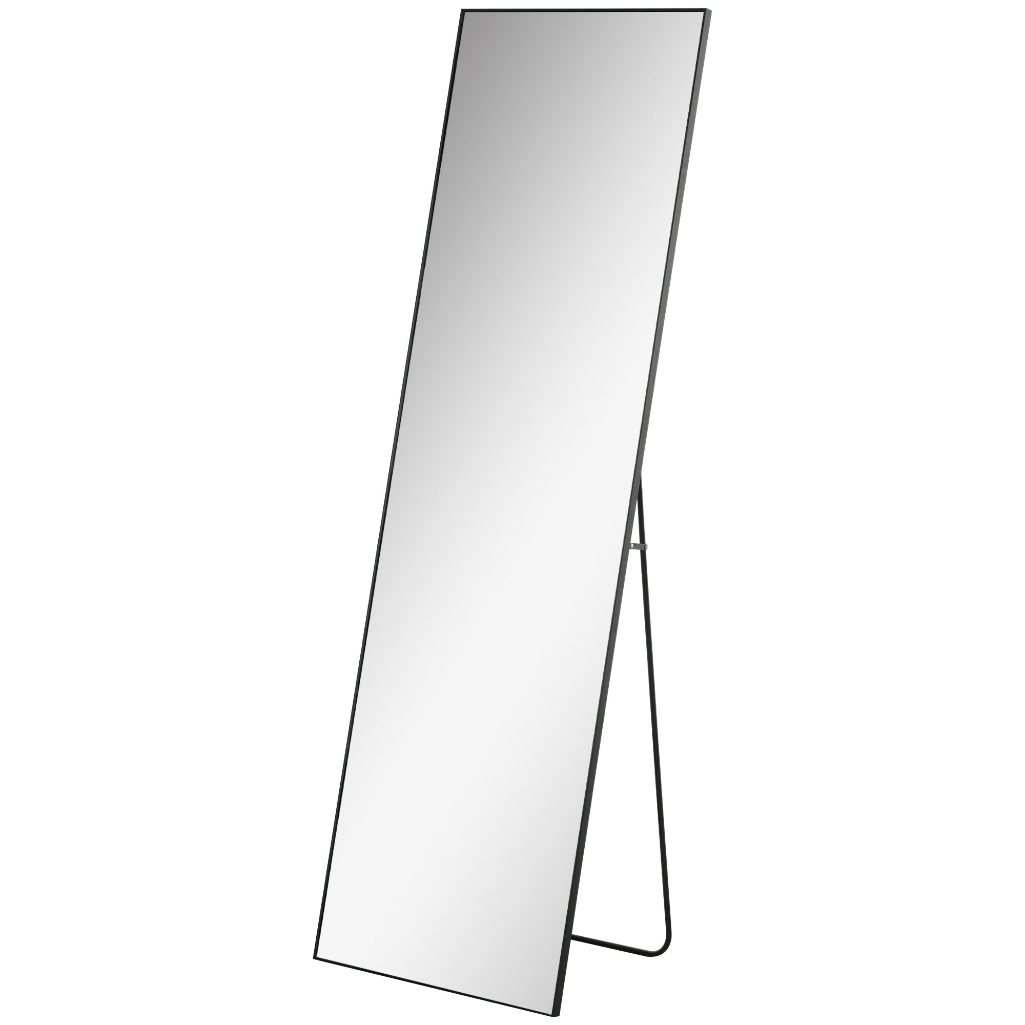 HOMCOM Full Length Dressing Mirror, Floor Standing or Wall Hanging, Aluminium Alloy Framed Full Body Mirror for Bedroom, Living Room, 50 x 161.5cm, Black - North Peak Garden Furniture