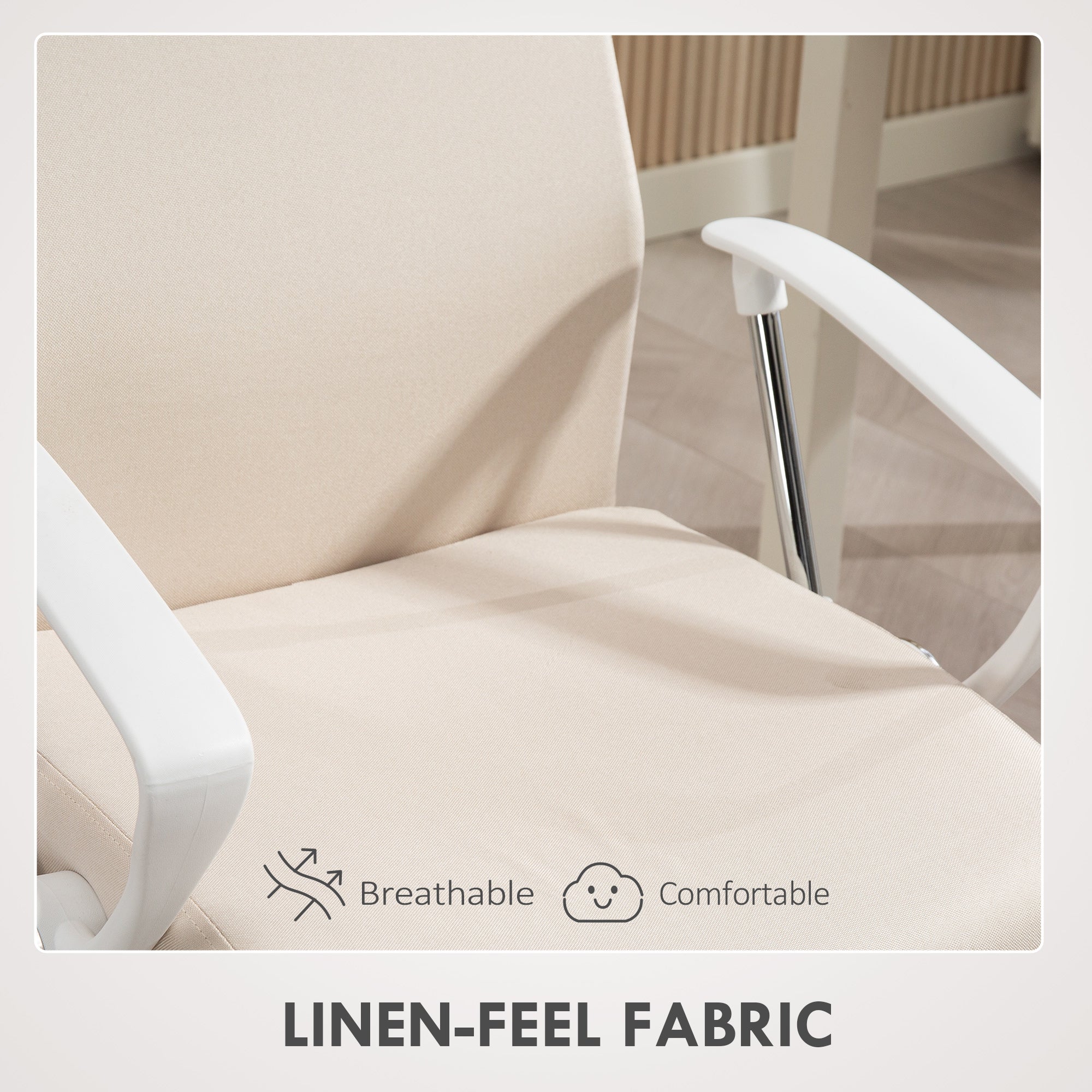 HOMCOM Fabric High Back Office Chair - Cream White - North Peak Garden Furniture