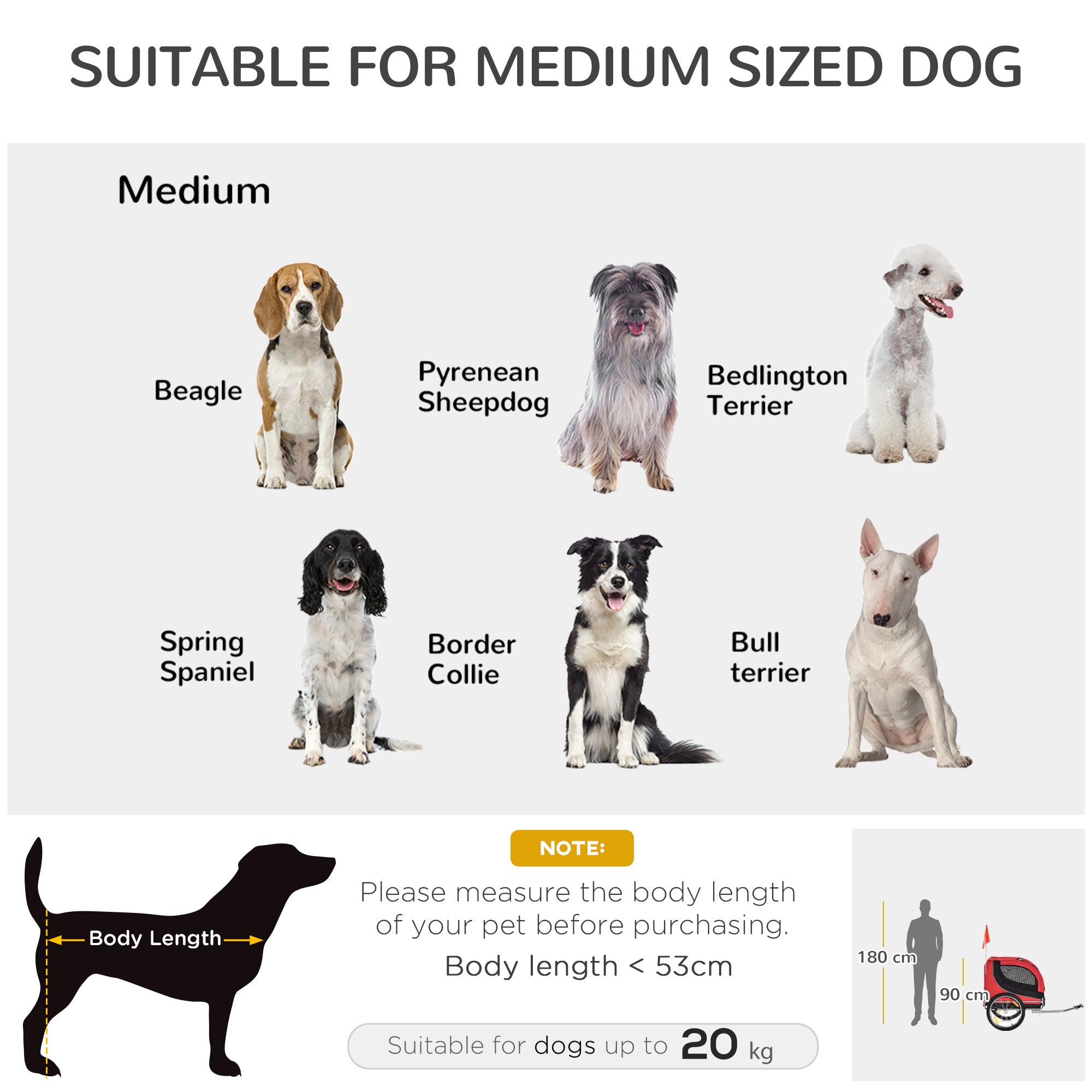PawHut Steel Dog Bike Trailer Pet Cart Carrier for Bicycle Kit Water Resistant with Hitch Coupler Travel Black and Red - North Peak Garden Furniture
