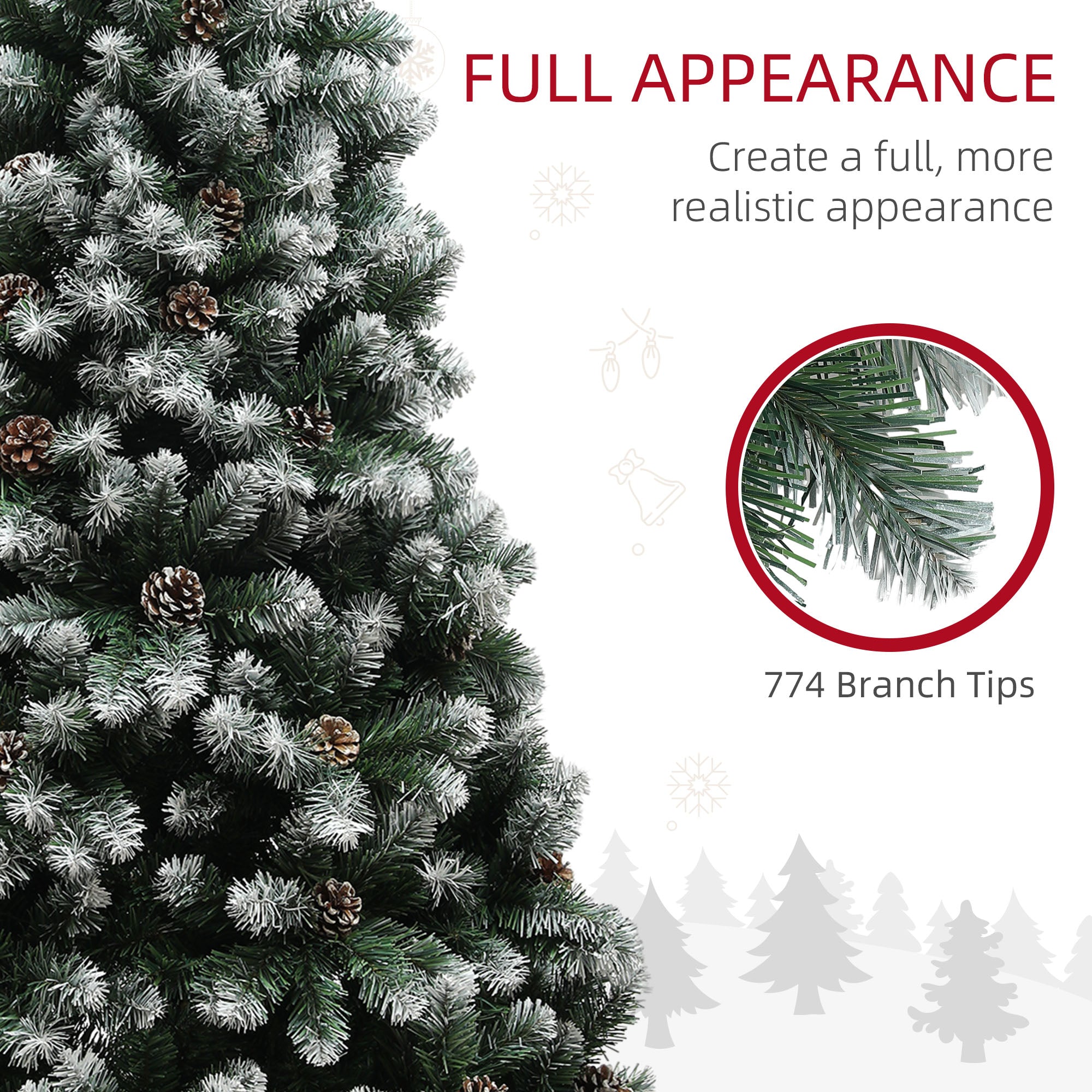HOMCOM 6ft Snow-Dipped Artificial Pine Christmas Tree - North Peak Garden Furniture