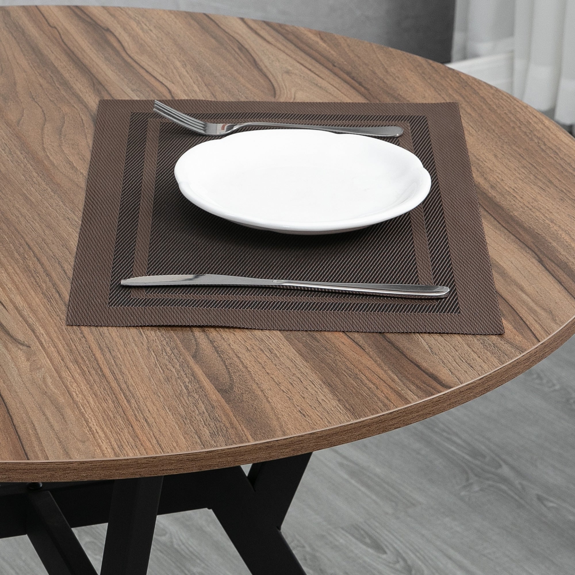 HOMCOM Dining Room Table with Black Legs Anti-slip Foot Pads for Living Room Dining Room 90 x 76 cm Brown - North Peak Garden Furniture