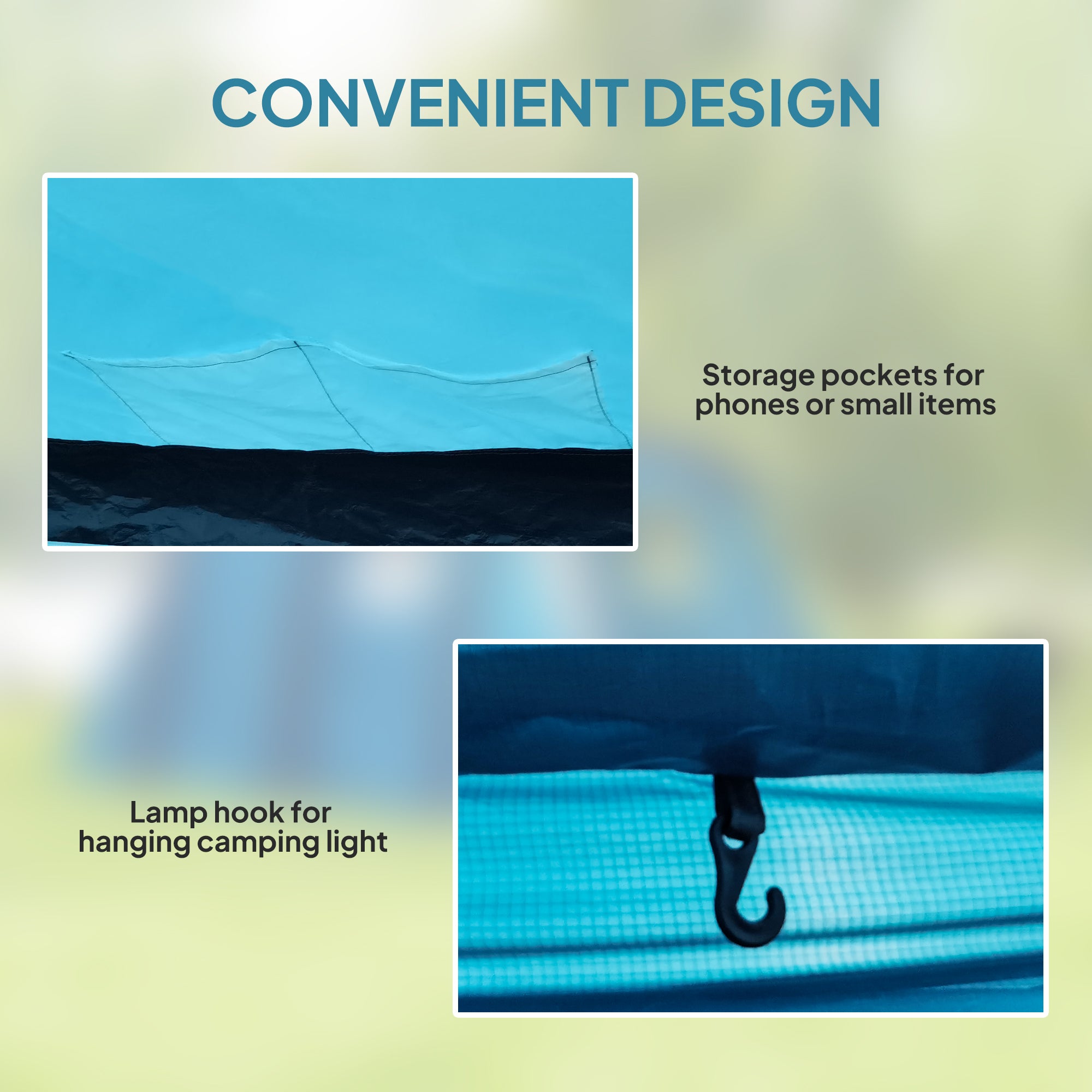Outsunny Inflatable 3-4 Man Tunnel Tent w/ Air Pump, Living Area & Vestibule, Waterproof Family Camping Air Tent w/ Sewn In Groundsheet & Removable Footprint for Camping, Hiking, Blue - North Peak Garden Furniture