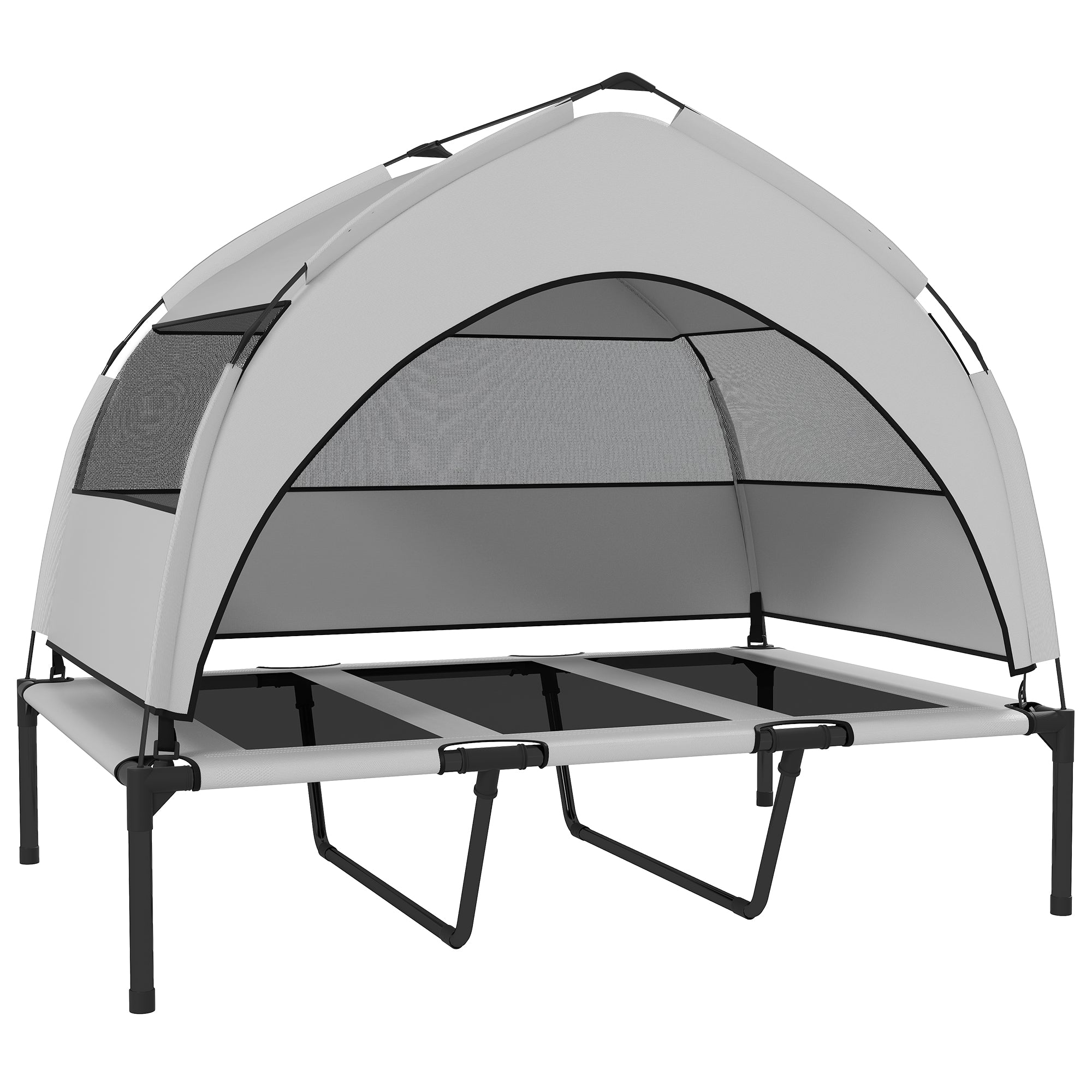 PawHut Portable Elevated Dog Bed with Removable Canopy, Cooling Raised Pet Cot for Large Dogs, 106 x 76 x 94 cm - North Peak Garden Furniture