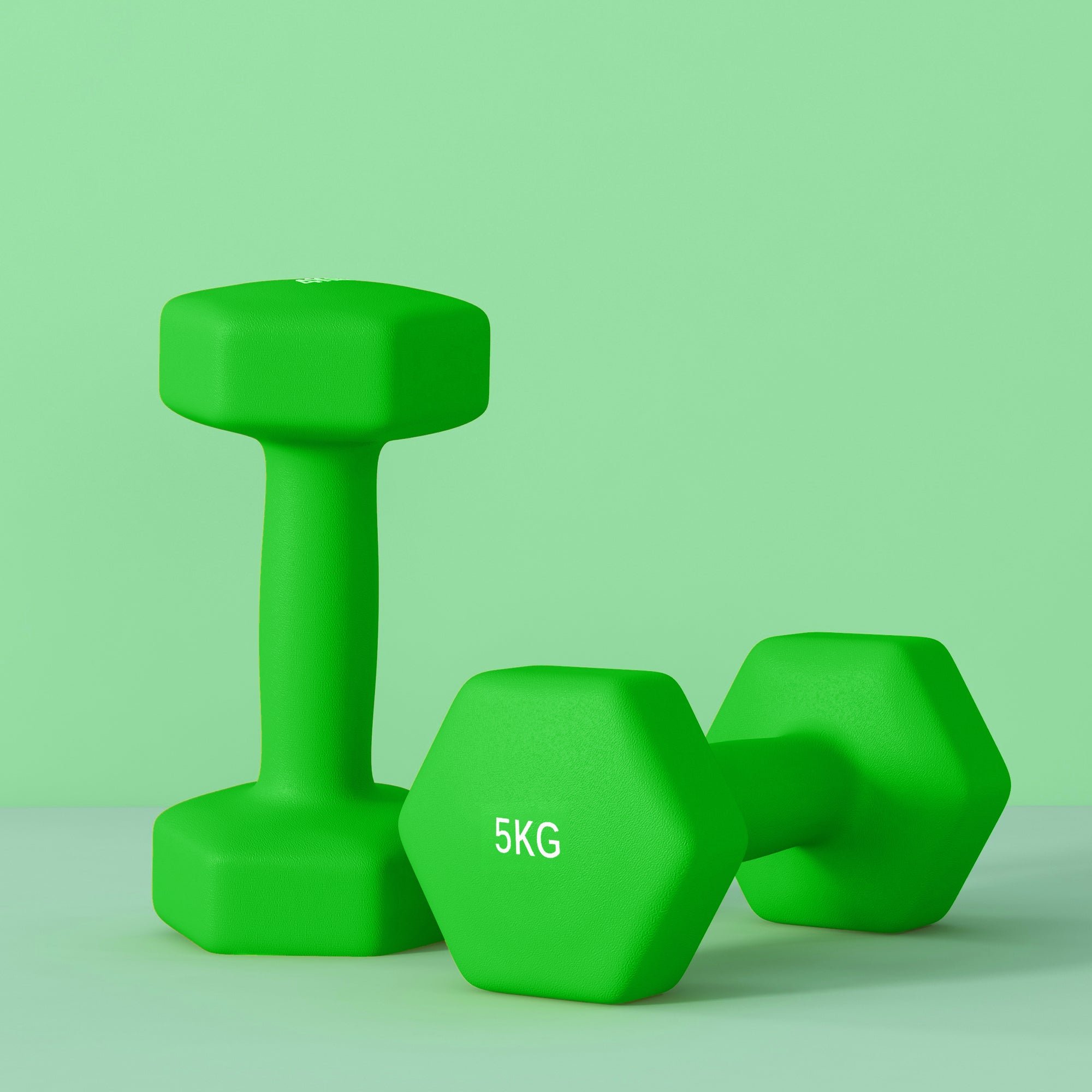 SPORTNOW 2 x 5kg Hexagonal Dumbbells Weights Set with Non-Slip Grip for Home Gym Workout, Green - North Peak Garden Furniture