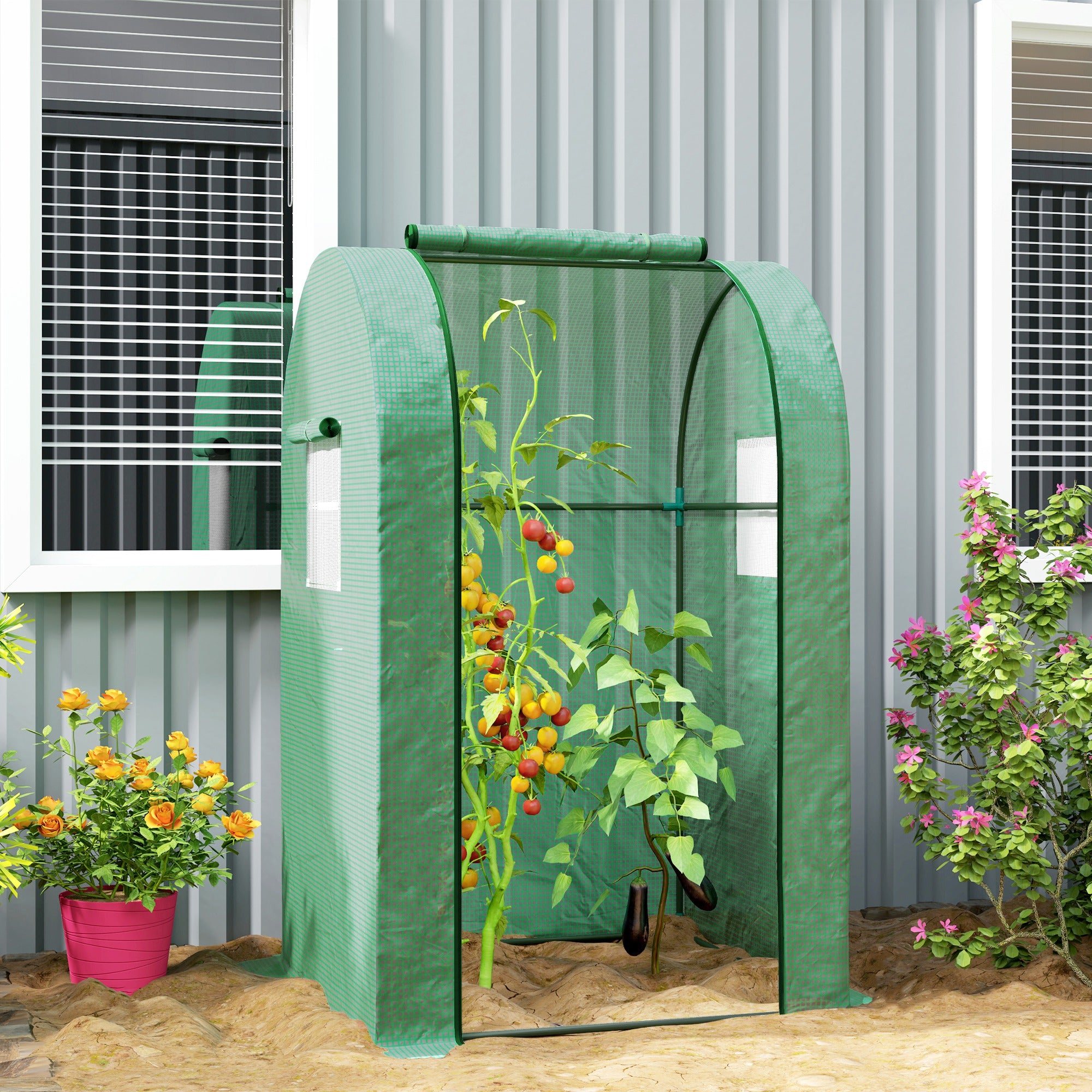 Outsunny 94 x 94cm Mini Portable Greenhouse - Green - North Peak Garden Furniture