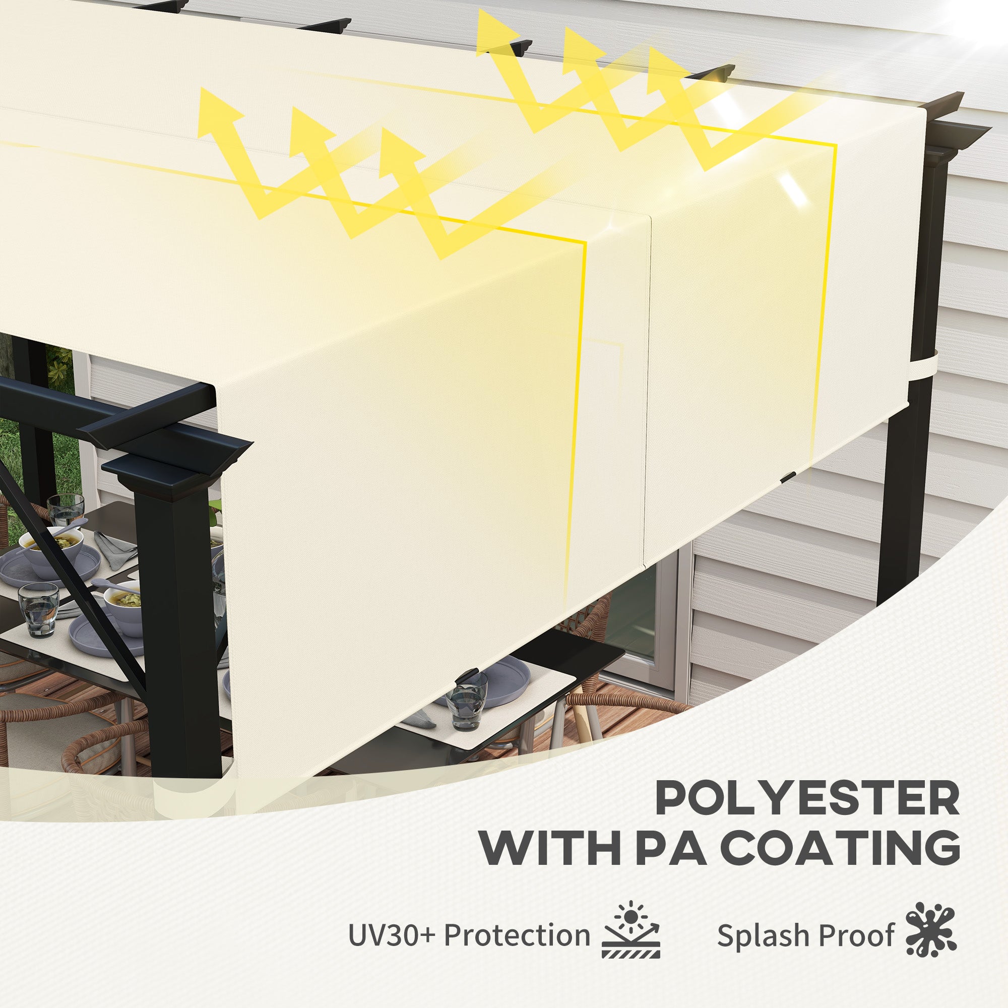 Outsunny 2 Pcs UV Protection Pergola Replacement Canopy, Pergola Shade Cover, Easy to Install, for 3 x 3(m) Pergola, Cream White - North Peak Garden Furniture