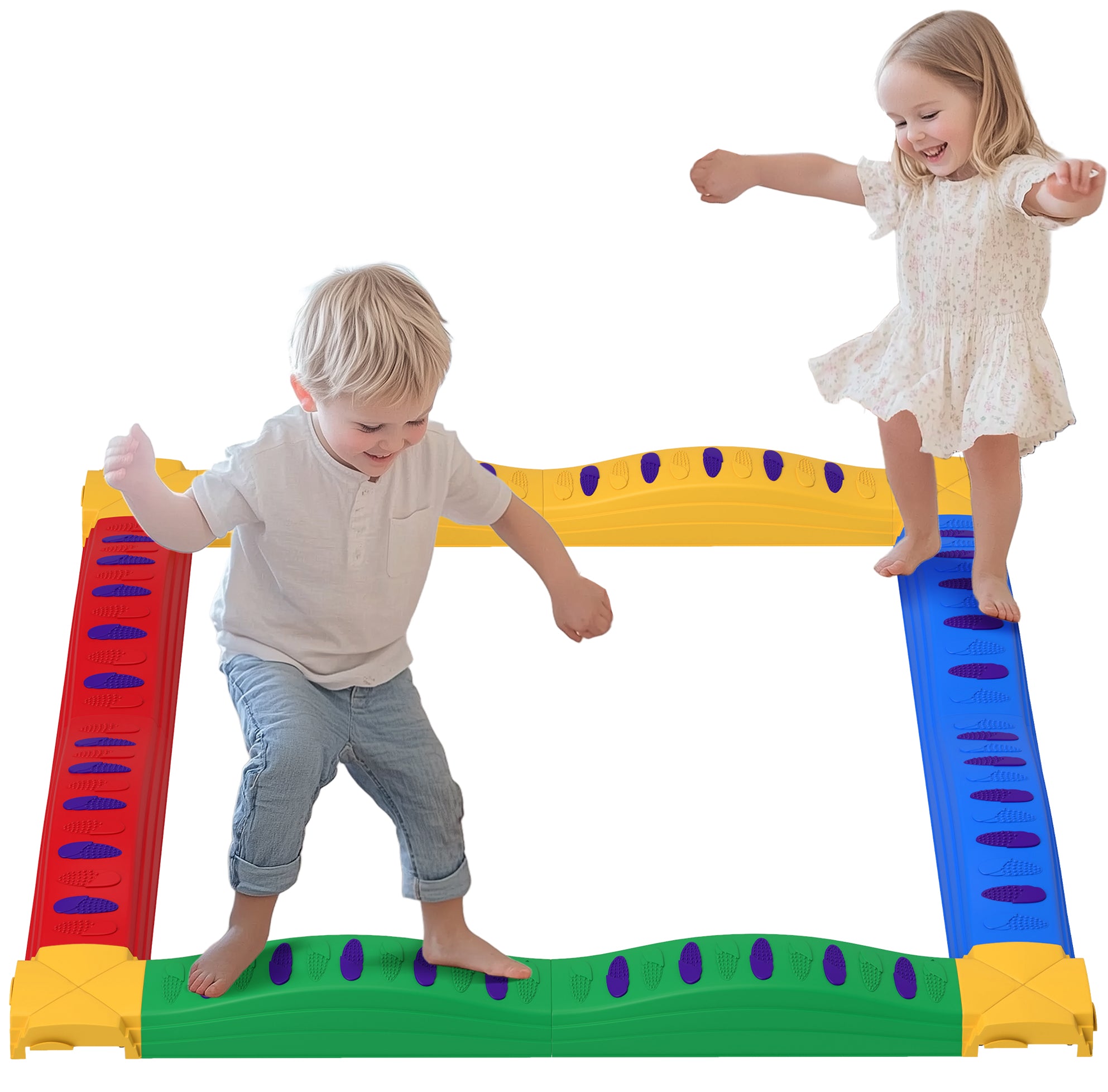 AIYAPLAY 12PCs Kids Balance Beam Stepping Stones w/ Non-Slip Foot Pads