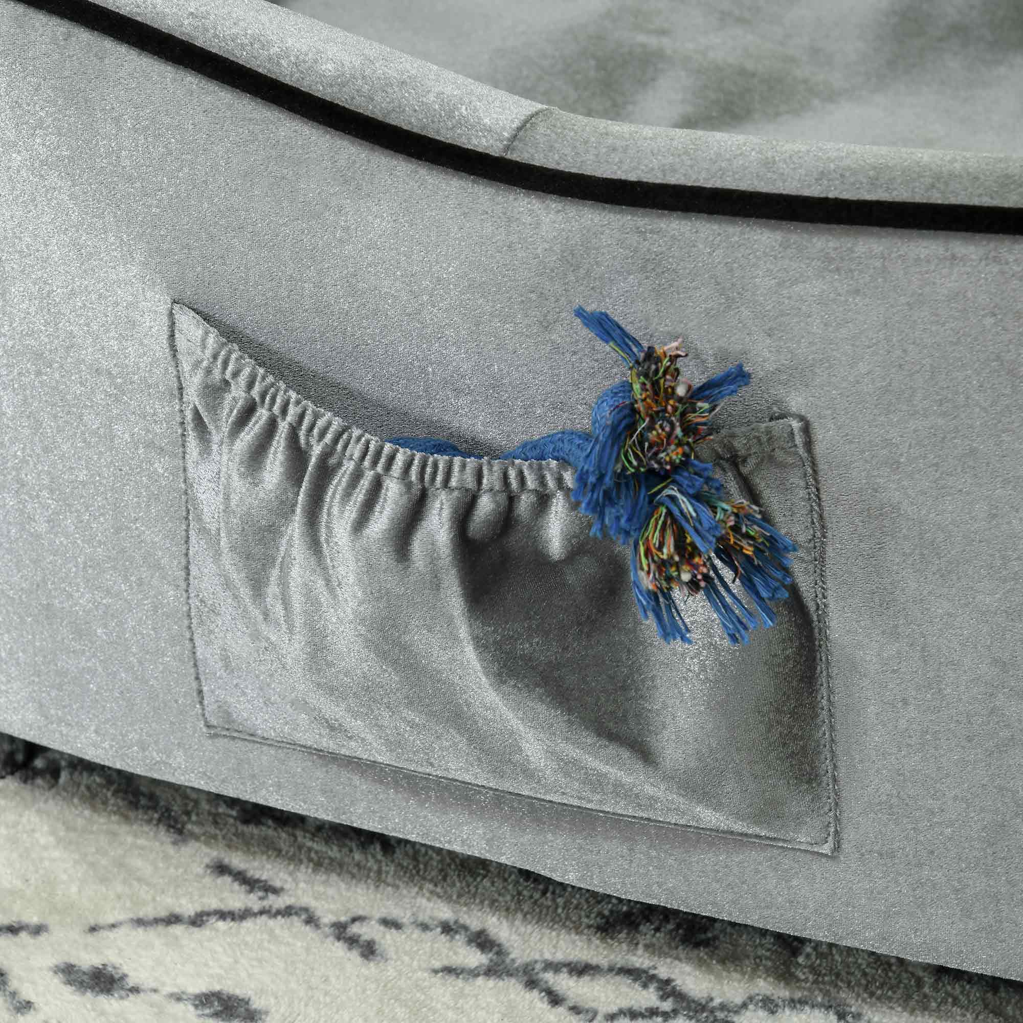 PawHut Dog Sofa Pet Chair, Kitten Bed Couch w/ Wooden Frame, Removable Cushion - Silver-Tone and Grey - North Peak Garden Furniture