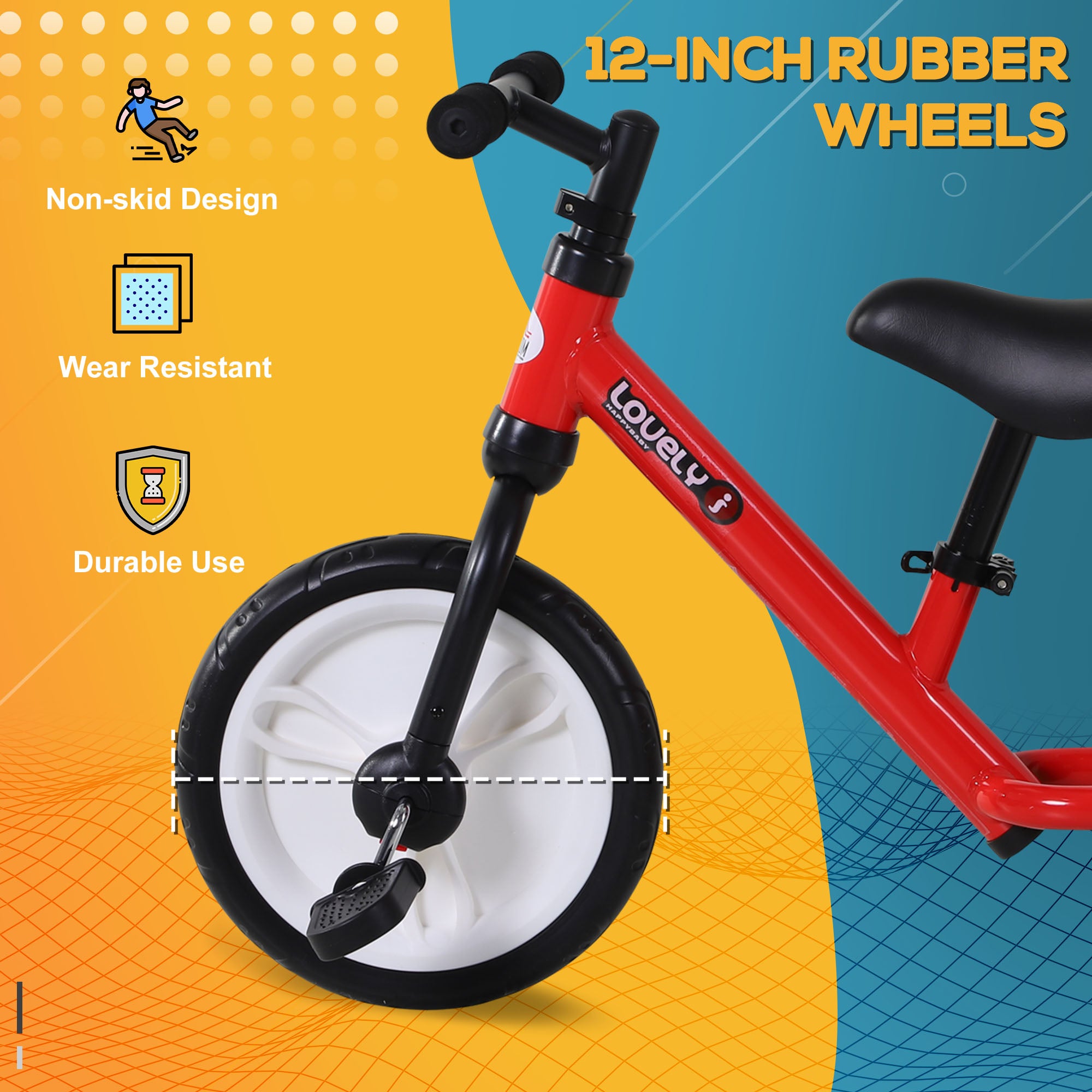 HOMCOM 11 Inch Kids Balance Bike Training Pedal Bicycle W/ Removable Stabilizers EVA Tyres Adjustable Seat Height 2 to 5 Years Gift for Boys Girls Red