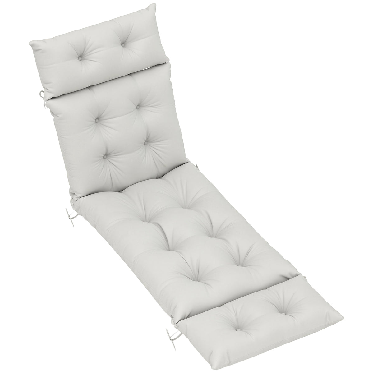 Outsunny Sun Lounger Cushions Only, 190 x 56 x 10 cm Garden Lounge Chair Cushions, UPF20+ 220gsm Fabric, Thick Sunbed Replacement Pads with 6 Ties, Light Grey