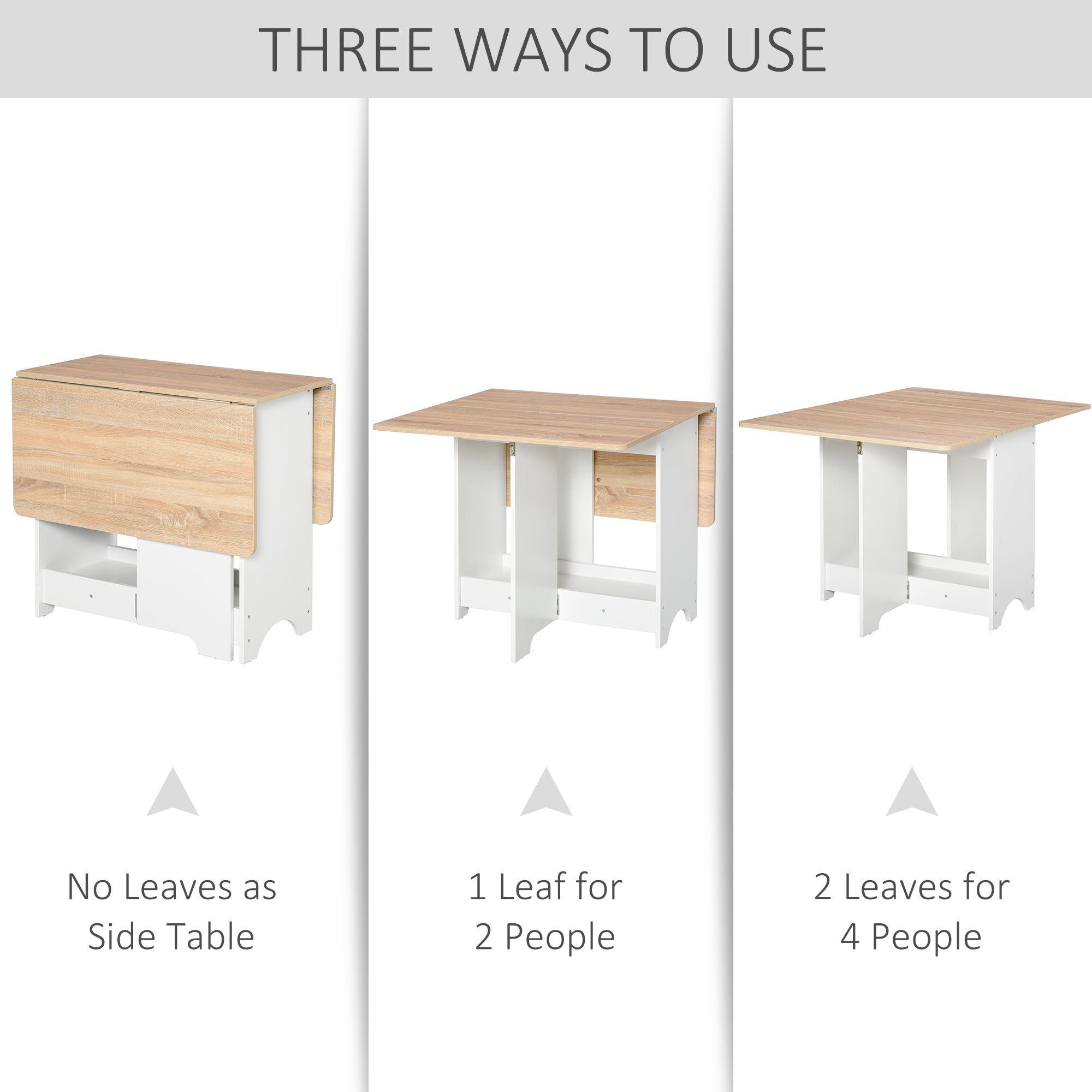 HOMCOM Foldable Dining Table Drop-Leaf Folding Desk Side Console with Storage Shelf for Kitchen,Dining Room - North Peak Garden Furniture