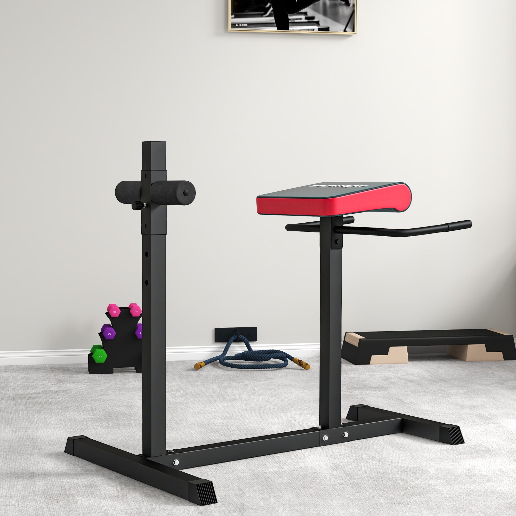 SPORTNOW Back Extension Roman Chair, Hyperextension Bench with Adjustable Leg Roller for Back, Abdominal and Gluteal Training - North Peak Garden Furniture