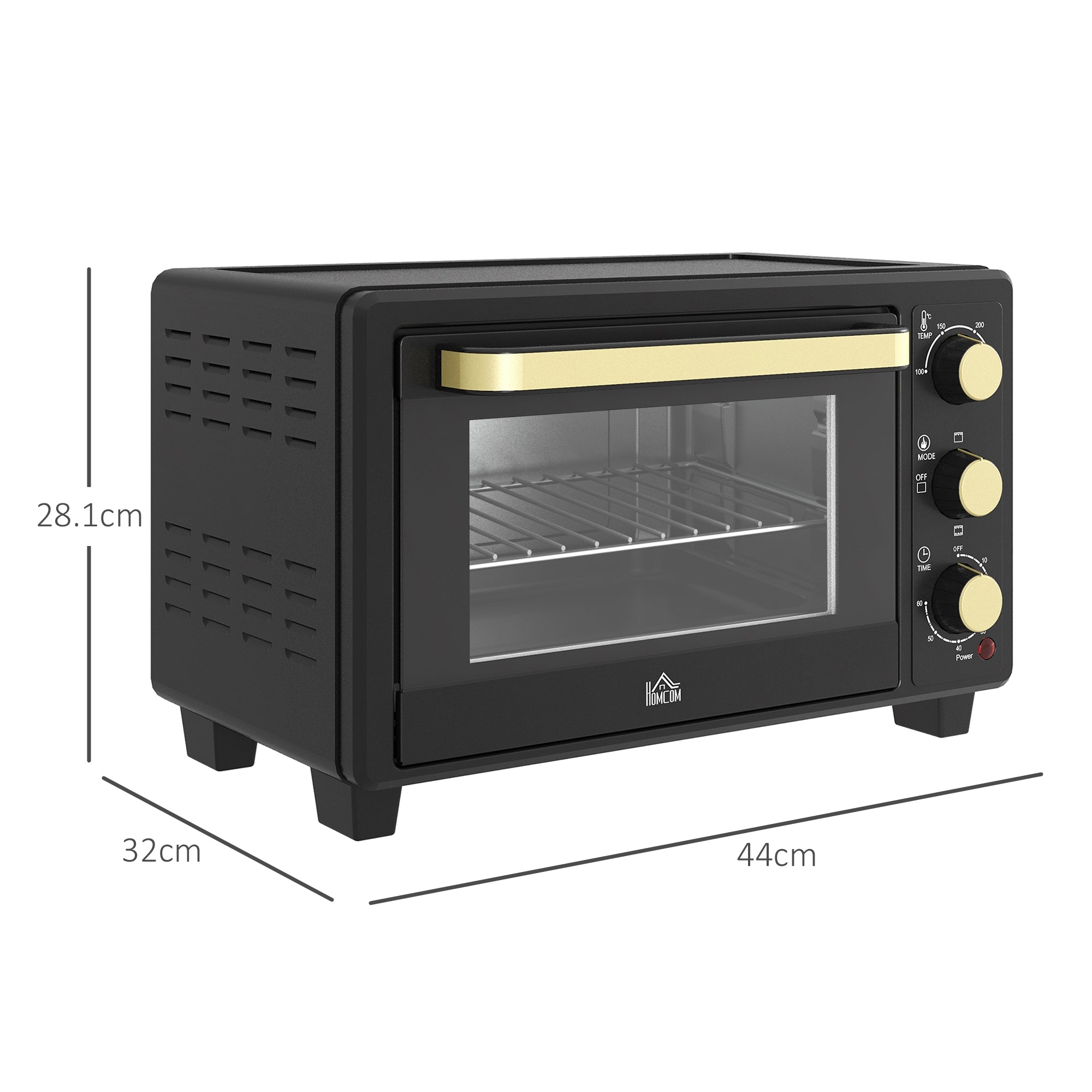 HOMCOM 16L Mini 1400W Countertop Oven - Black - North Peak Garden Furniture