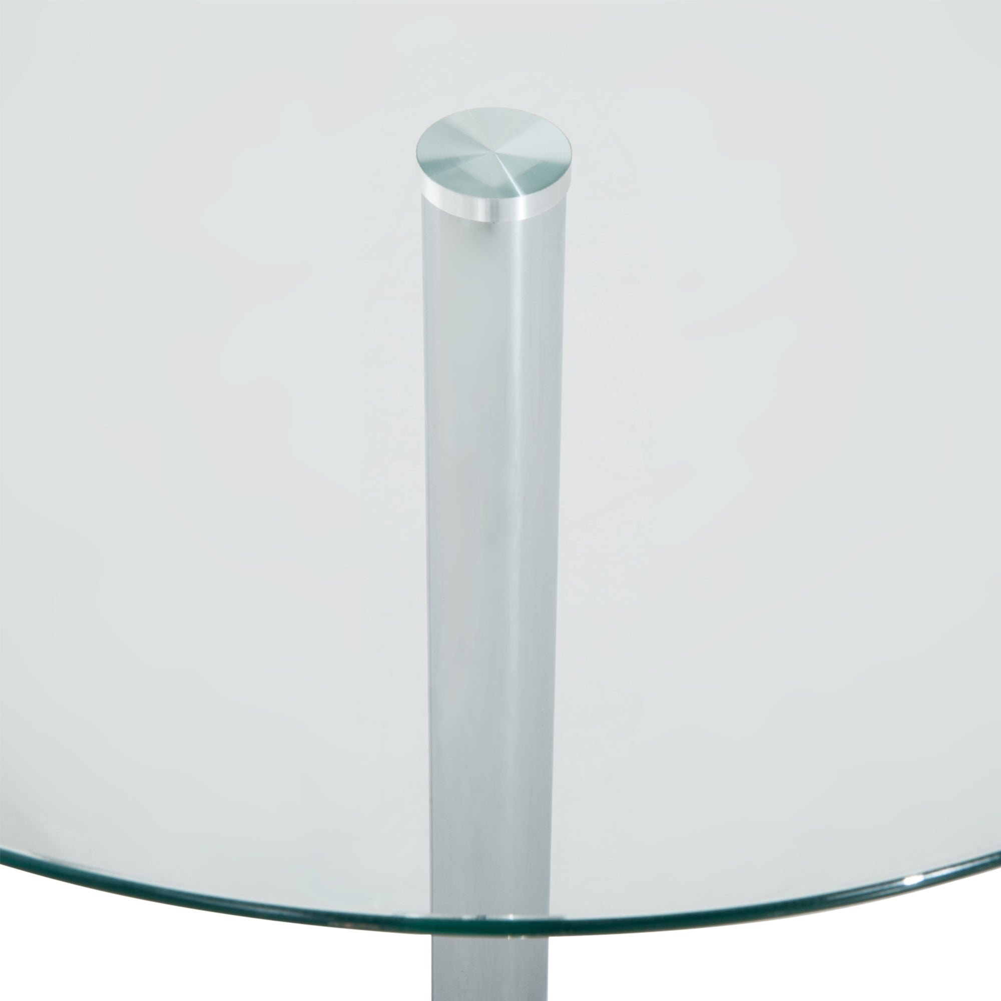 HOMCOM Round Dining Table, Modern Dining Room Table with Tempered Glass Top, Steel Base, Space Saving Small Bar Table - North Peak Garden Furniture