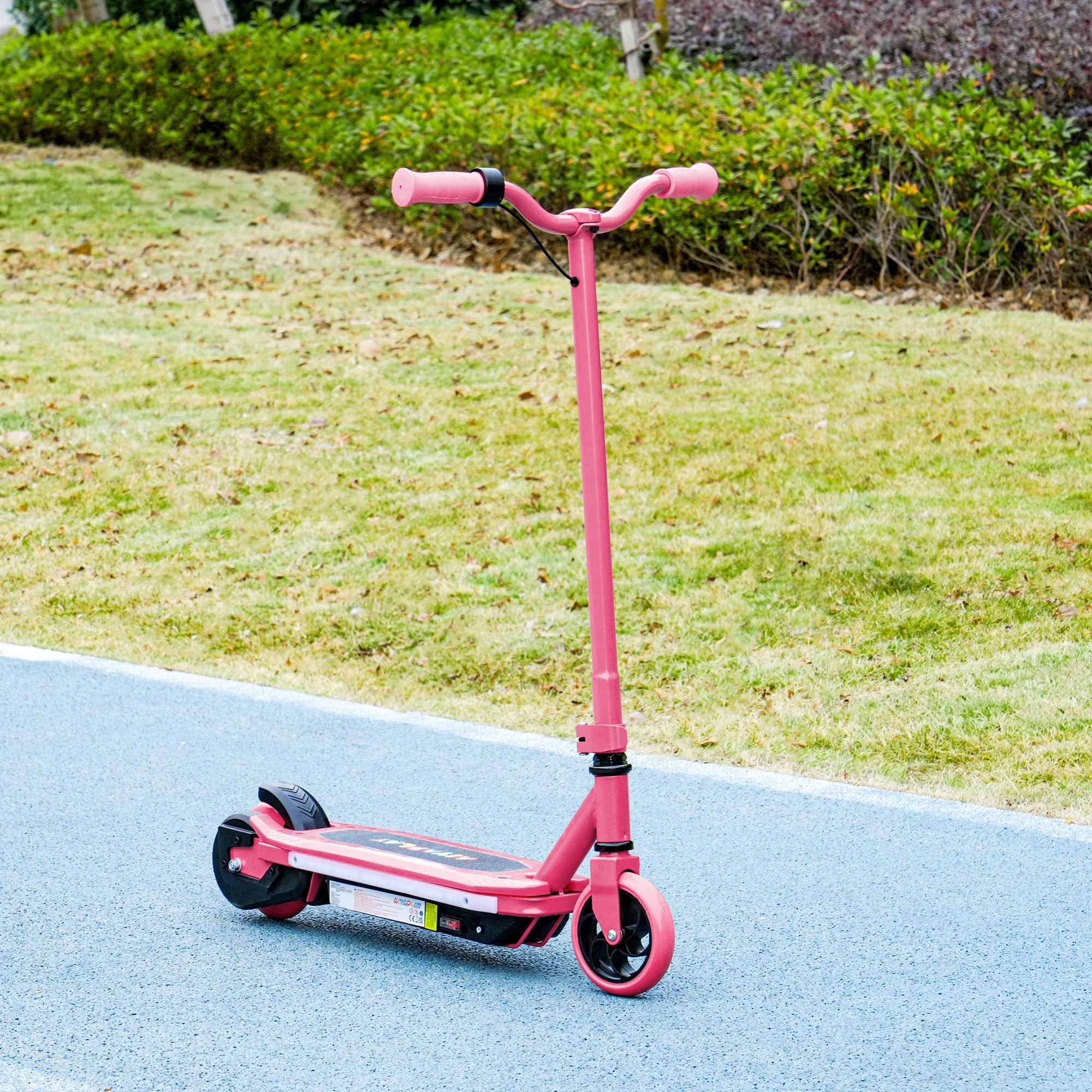 AIYAPLAY Electric Scooter for Ages 6-14, with Colourful Light and Electric Brake, Electric Scooter E Scooter, Up to 10 KM/H & 8 KM, Pink - North Peak Garden Furniture
