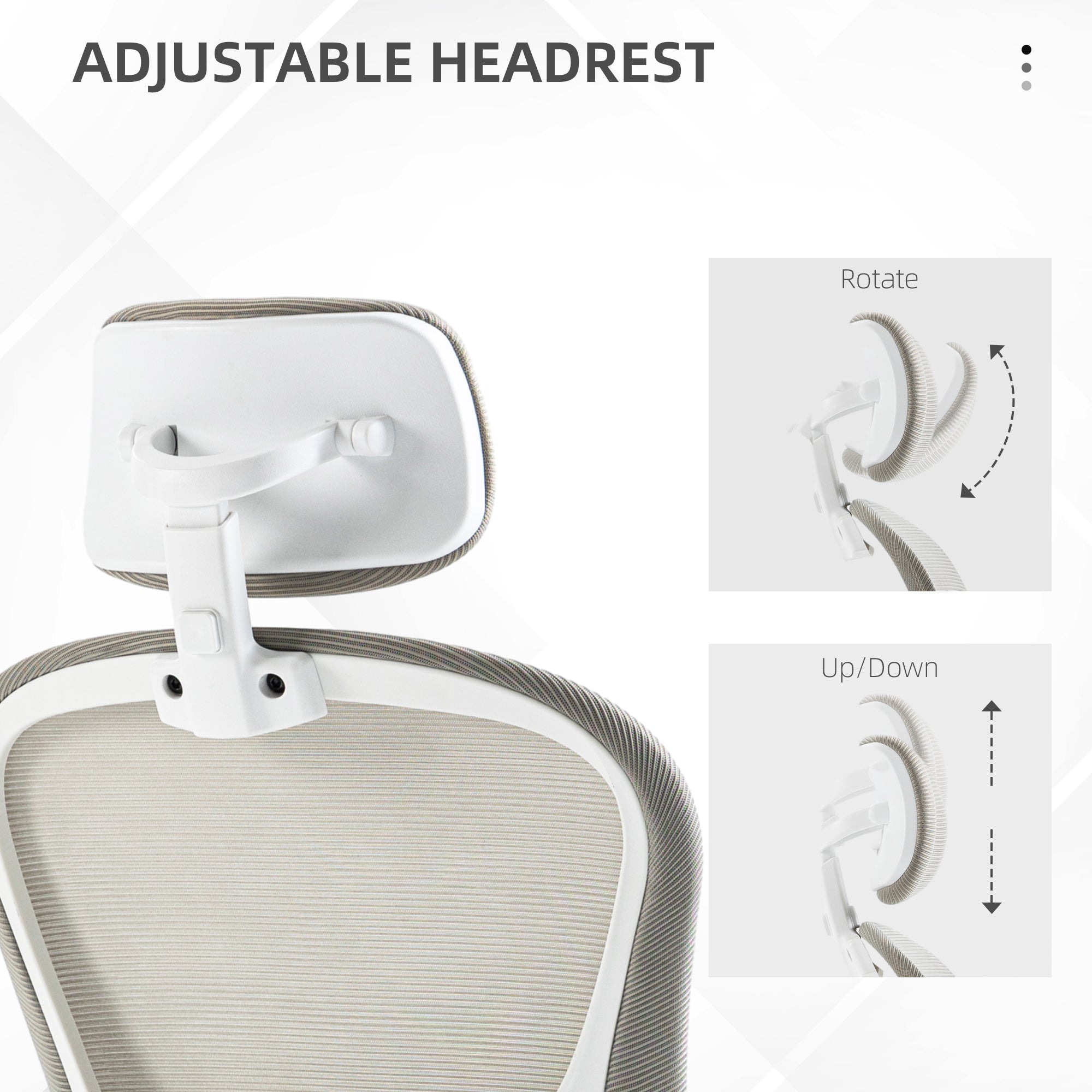 Vinsetto Multi-Adjustable Office Chair, with Lumbar Support, Headrest and Mesh Back - Grey - North Peak Garden Furniture