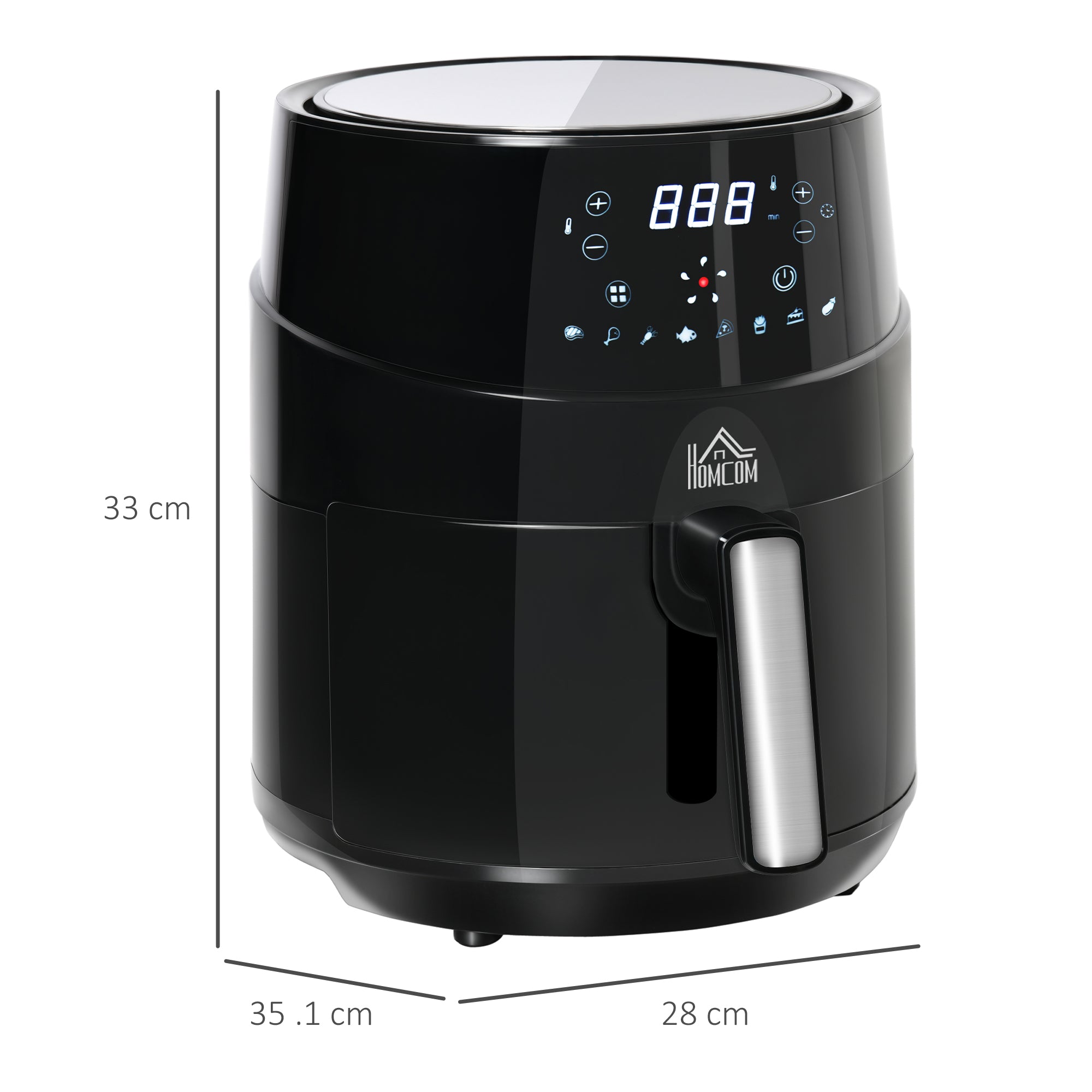 HOMCOM Air Fryer, 1500W 4.5L Air Fryer Oven with Digital Display, Rapid Air Circulation, Adjustable Temperature, Timer and Nonstick Basket for Oil Less or Low Fat Cooking, Black