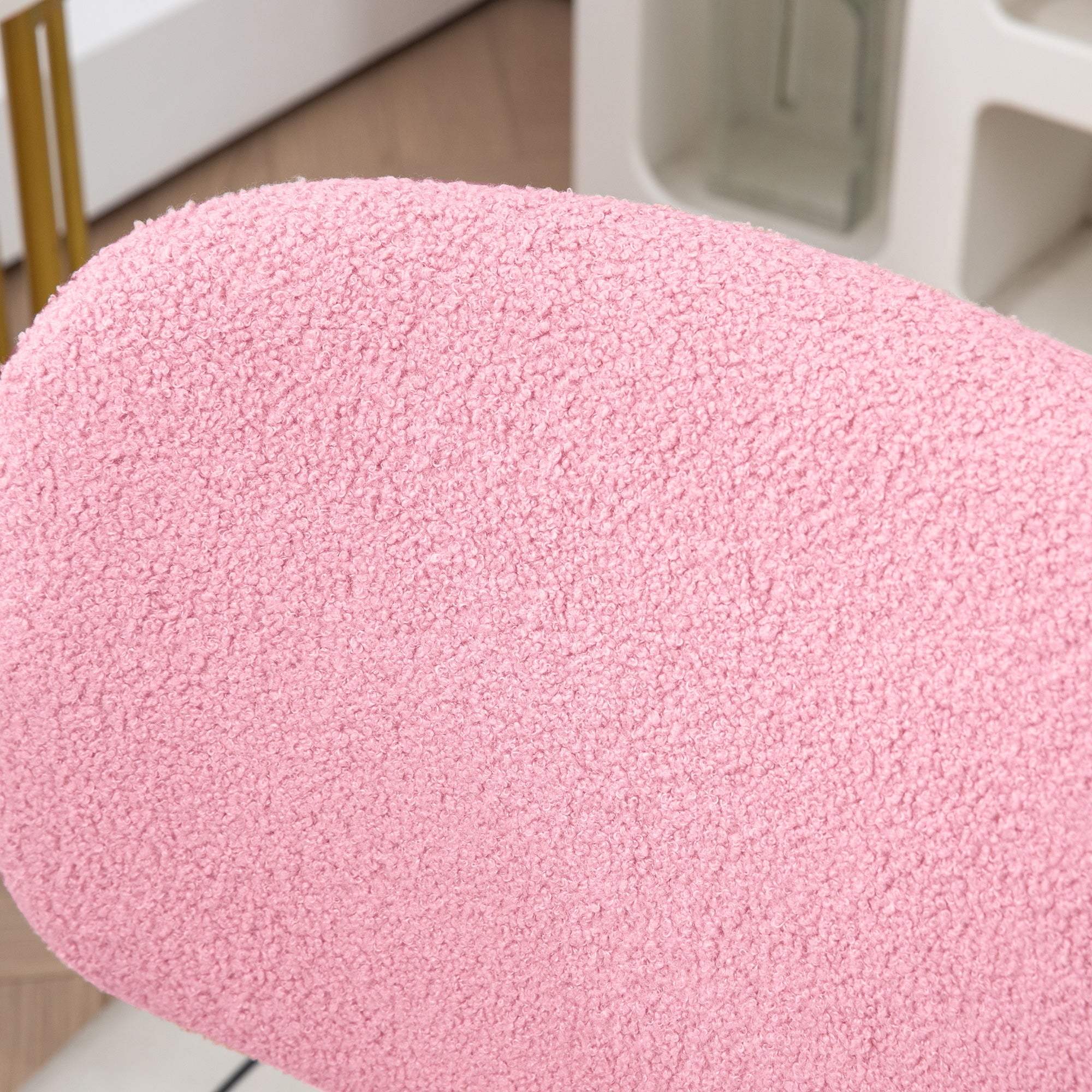 Vinsetto Teddy Fleece Armless Office Chair - Pink - North Peak Garden Furniture