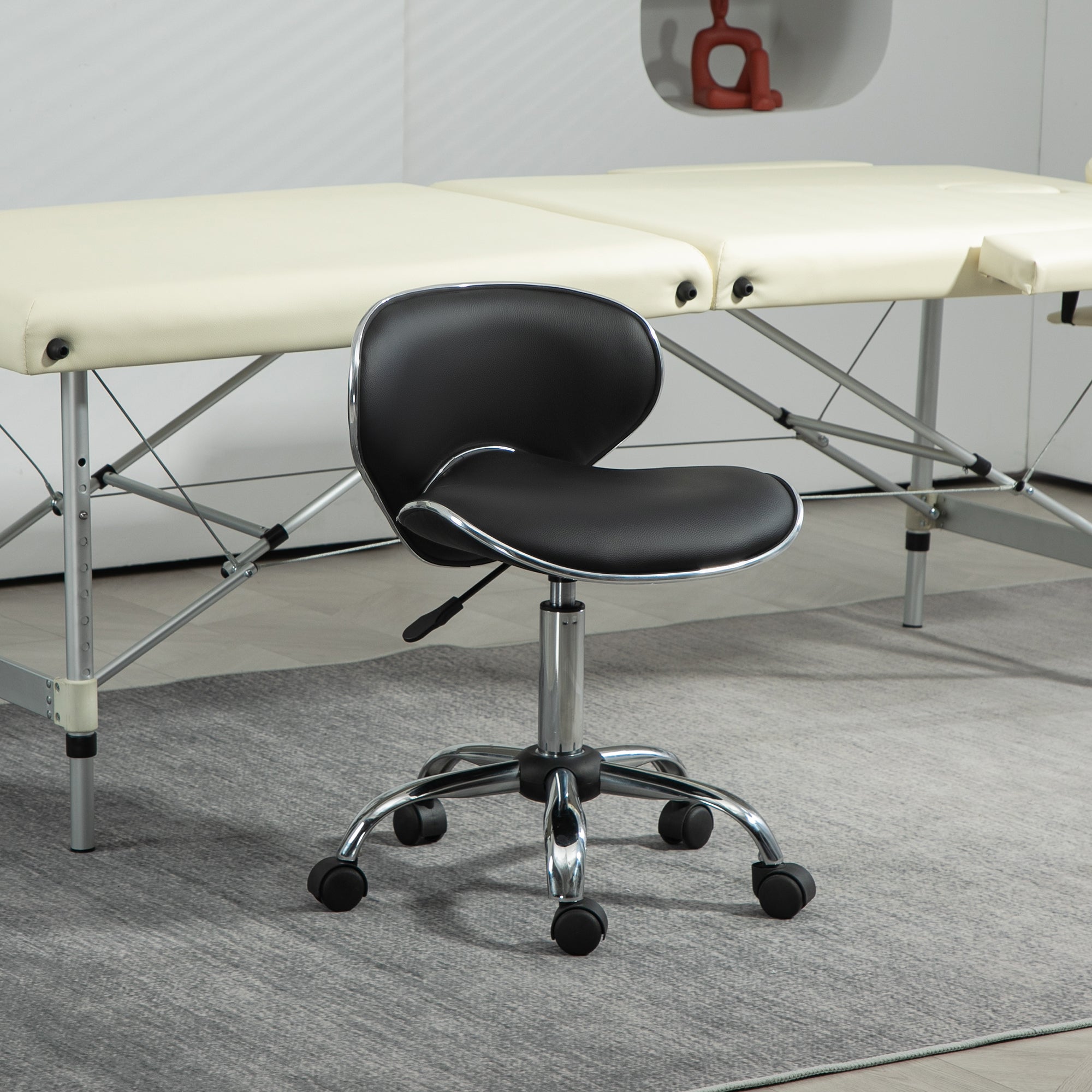 HOMCOM Adjustable Rolling Swivel Beauty Salon Chair, Stool for Spa, Black - North Peak Garden Furniture