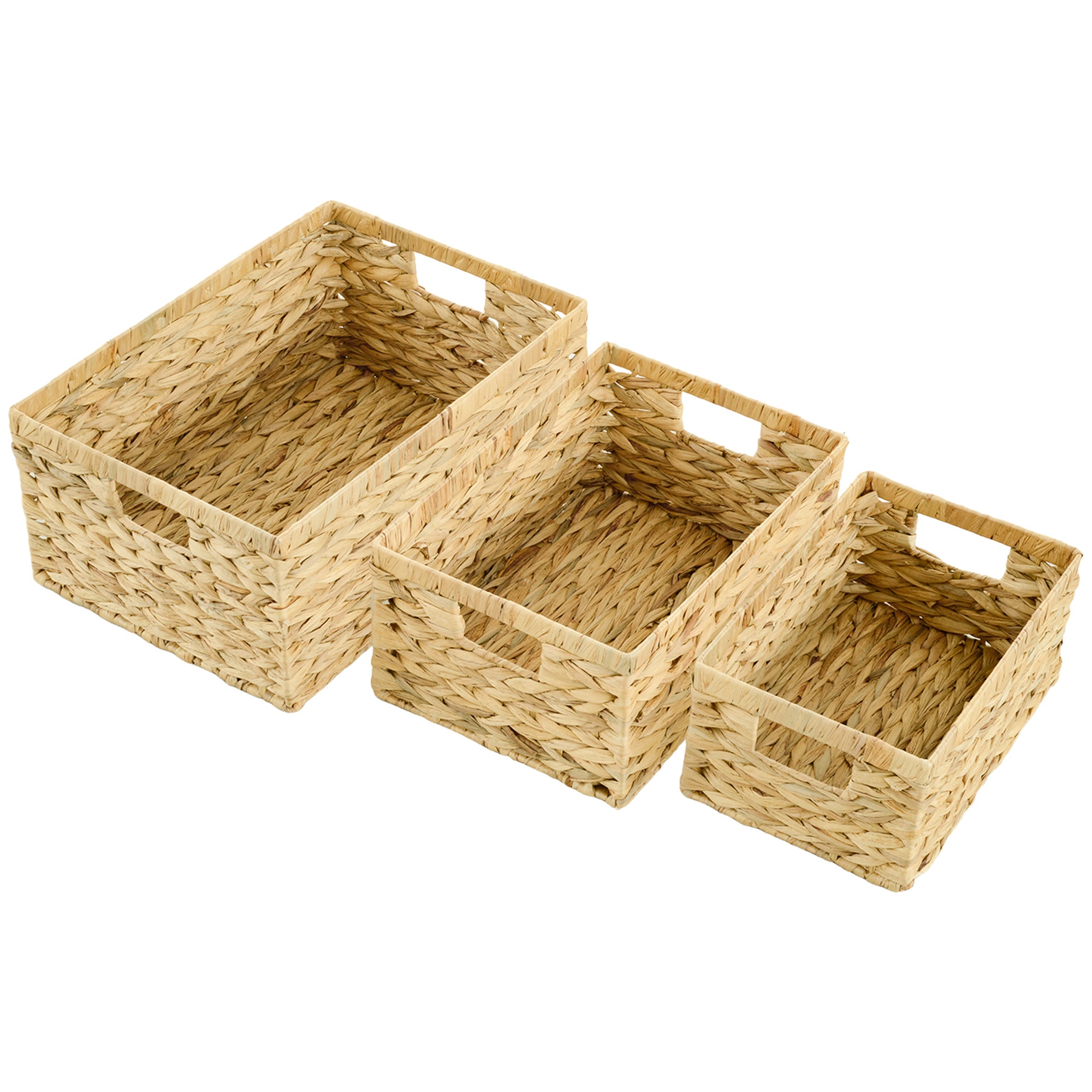 HOMCOM Set of Three Water Hyacinth Storage Baskets - North Peak Garden Furniture