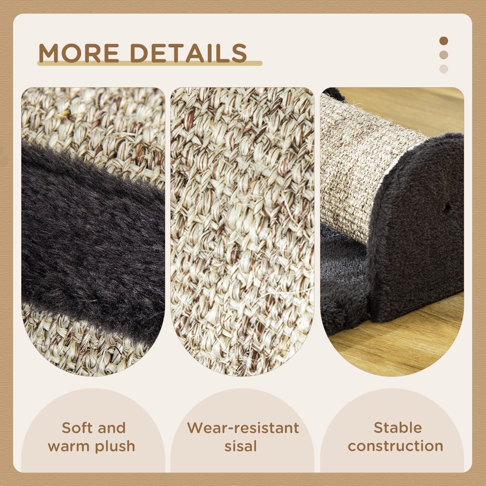 PawHut Cat Scratcher, Sisal Cat Scratching Board Mat Pad with Roller, Feather Toy, 44 x 24 x 16 cm, Grey - North Peak Garden Furniture