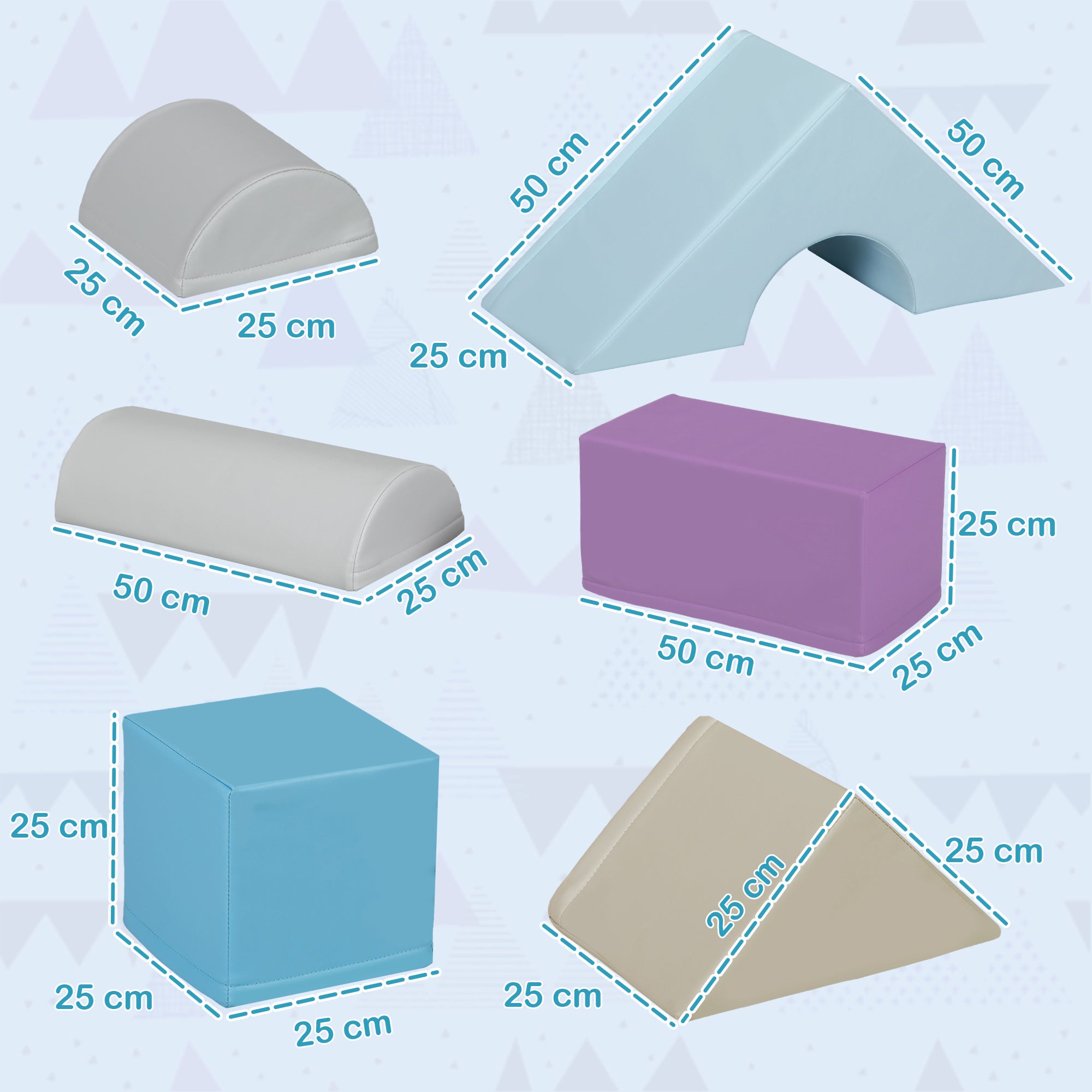 HOMCOM 11-Piece Soft Play Set Kids Foam Blocks, Toys for Climb and Crawl, Blue - North Peak Garden Furniture