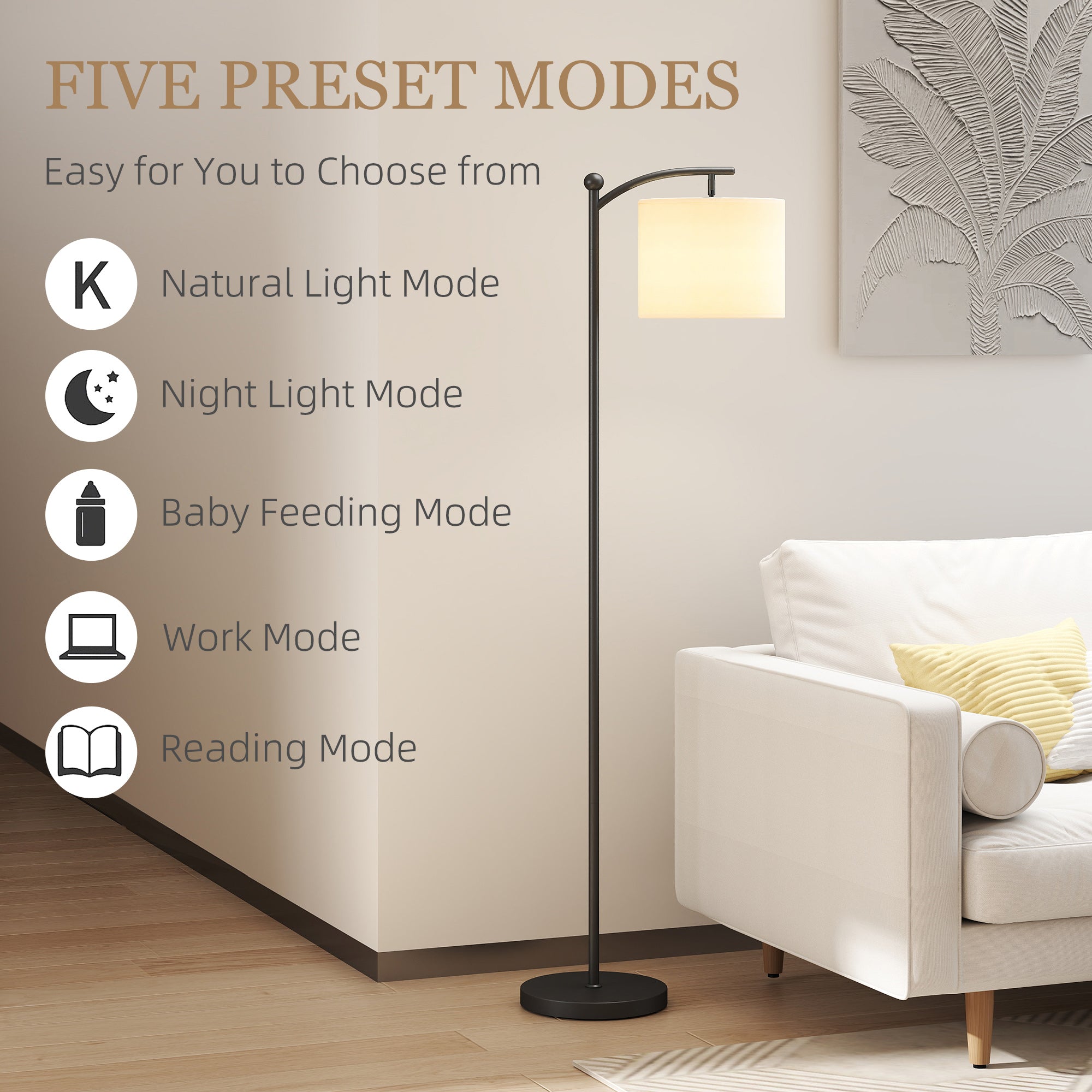 HOMCOM LED Floor Lamp, Stepless Dimmable Reading Standing Lamp with Magnetic Remote Control and 11 Colours Temperature & 11 Brightness Levels, 60 Min Timer for Living Room, Bedroom, Office, Black - North Peak Garden Furniture