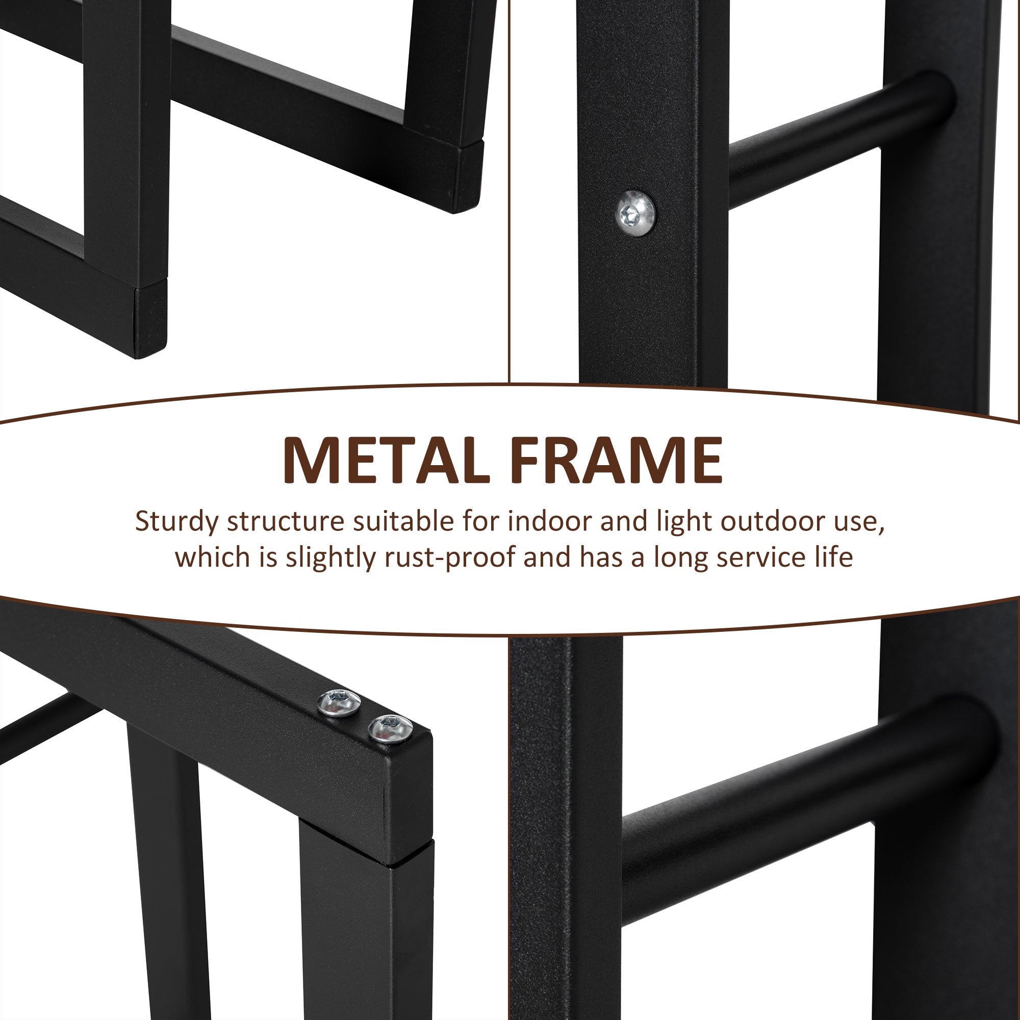 HOMCOM Metal Firewood Log Holder Tall Firewood Rack Indoor Outdoor Fireplace Wood Storage Shelf with Side Rails, Rust-Resistant, Black, 60W x 25D x 100H cm - North Peak Garden Furniture
