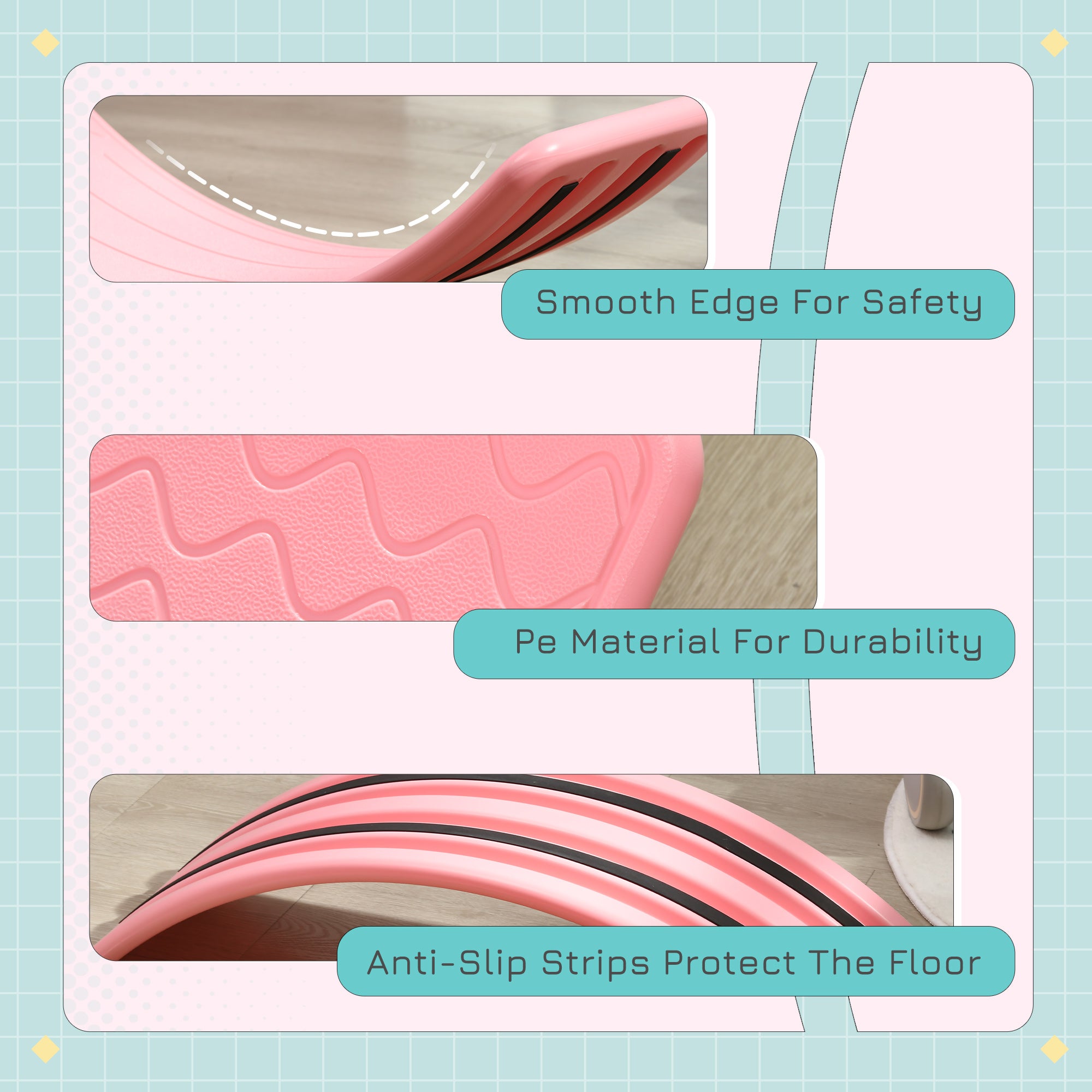 ZONEKIZ Balance Board, Kids Wobble board, for Ages 3-6 Years - Pink - North Peak Garden Furniture