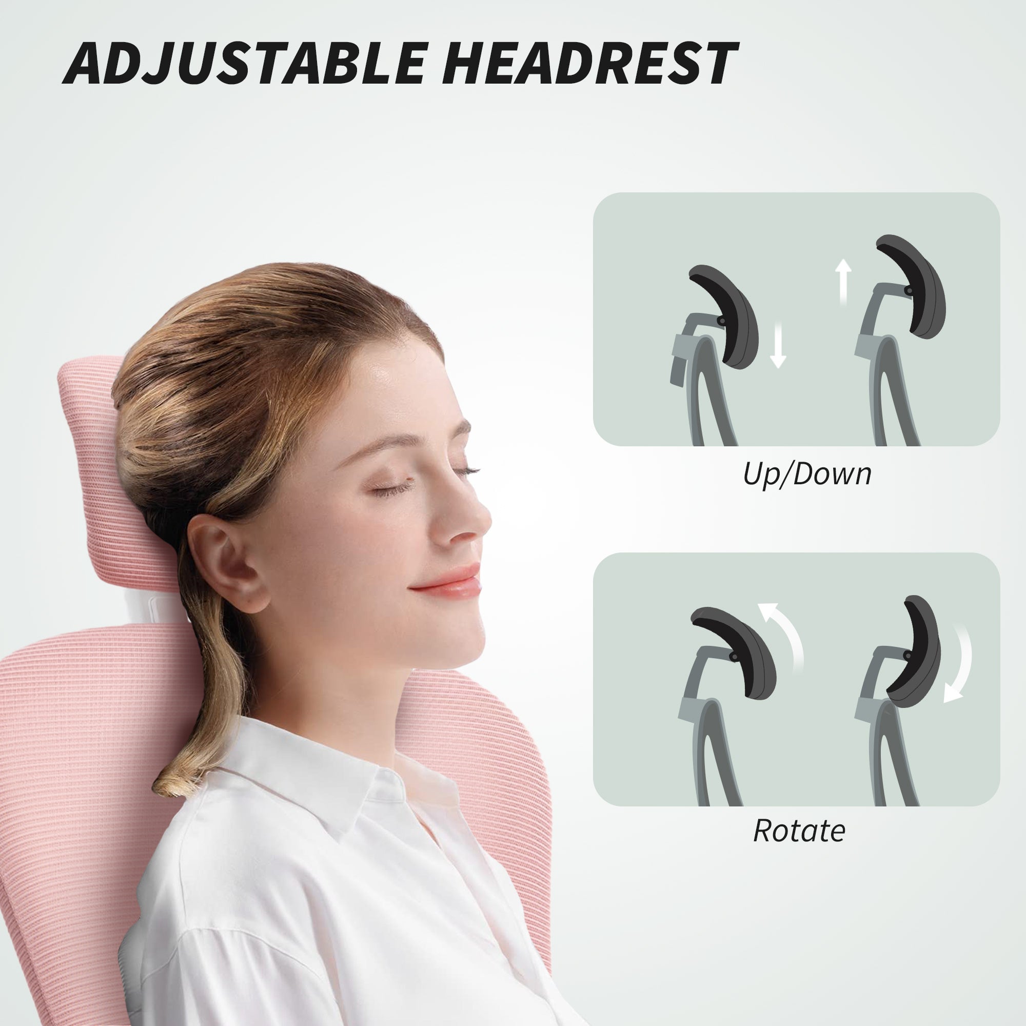 Vinsetto Multi-Adjustable Office Chair, with Lumbar Support, Headrest and Mesh Back - Pink - North Peak Garden Furniture