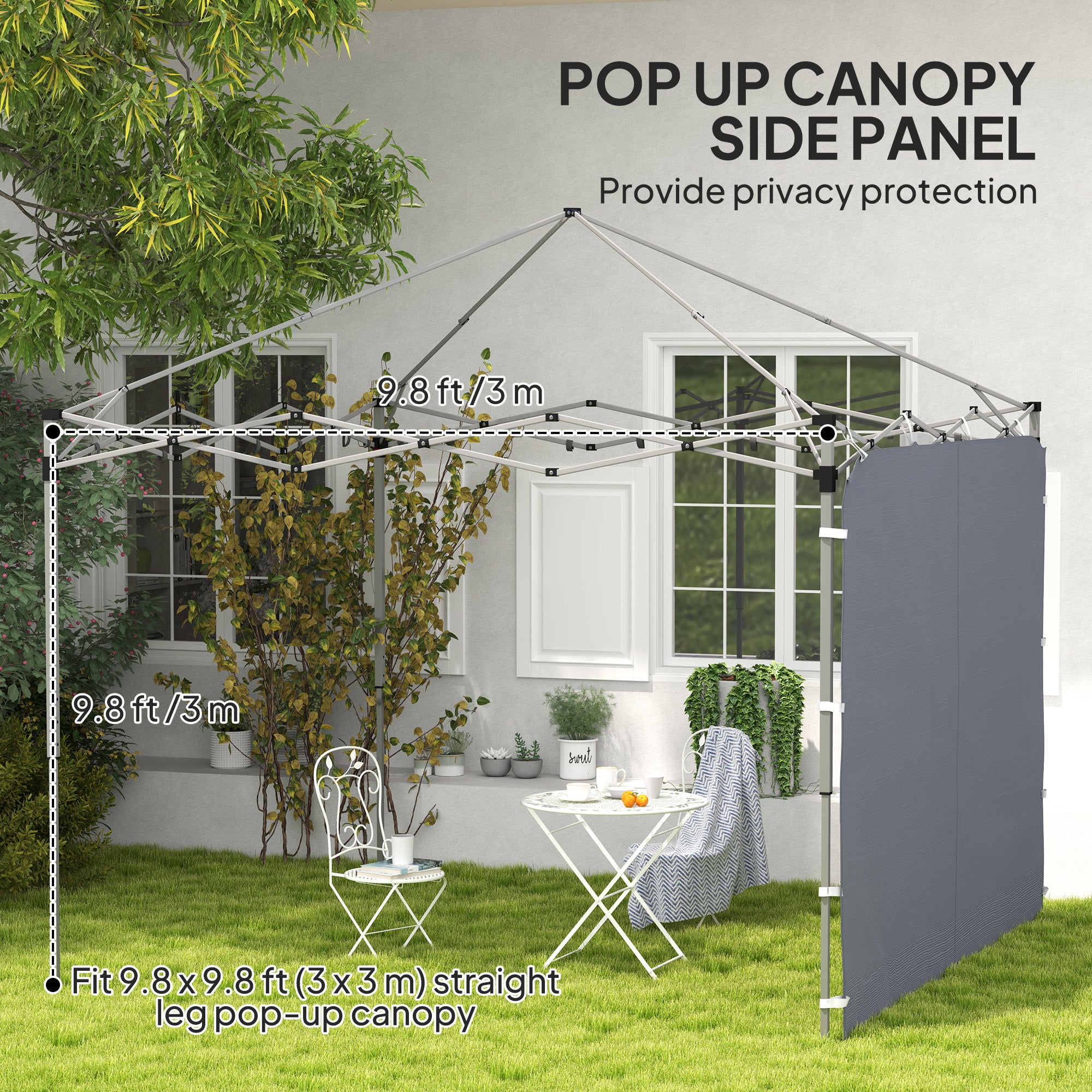 Outsunny 195 x 295cm Replacement Gazebo Sidewall - Grey - North Peak Garden Furniture
