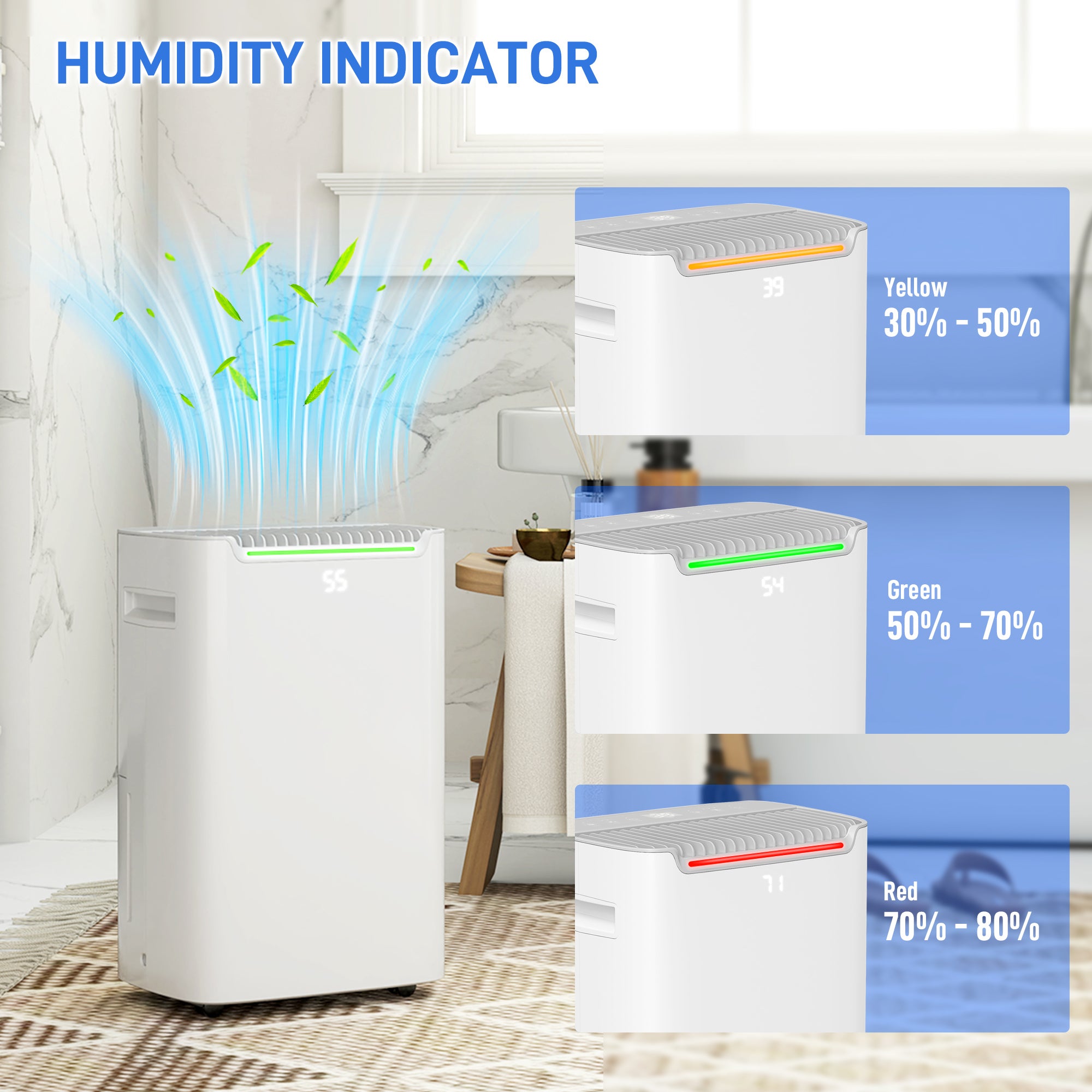 HOMCOM 20L/Day Dehumidifier with Continuous Drainage, 2.5L Water Tank, 24H Timer On/off, Digital Humidity Display, Air Filter, Dehumidifier for Home Damp, Bedroom, Condensation, Mould, Laundry Drying - North Peak Garden Furniture