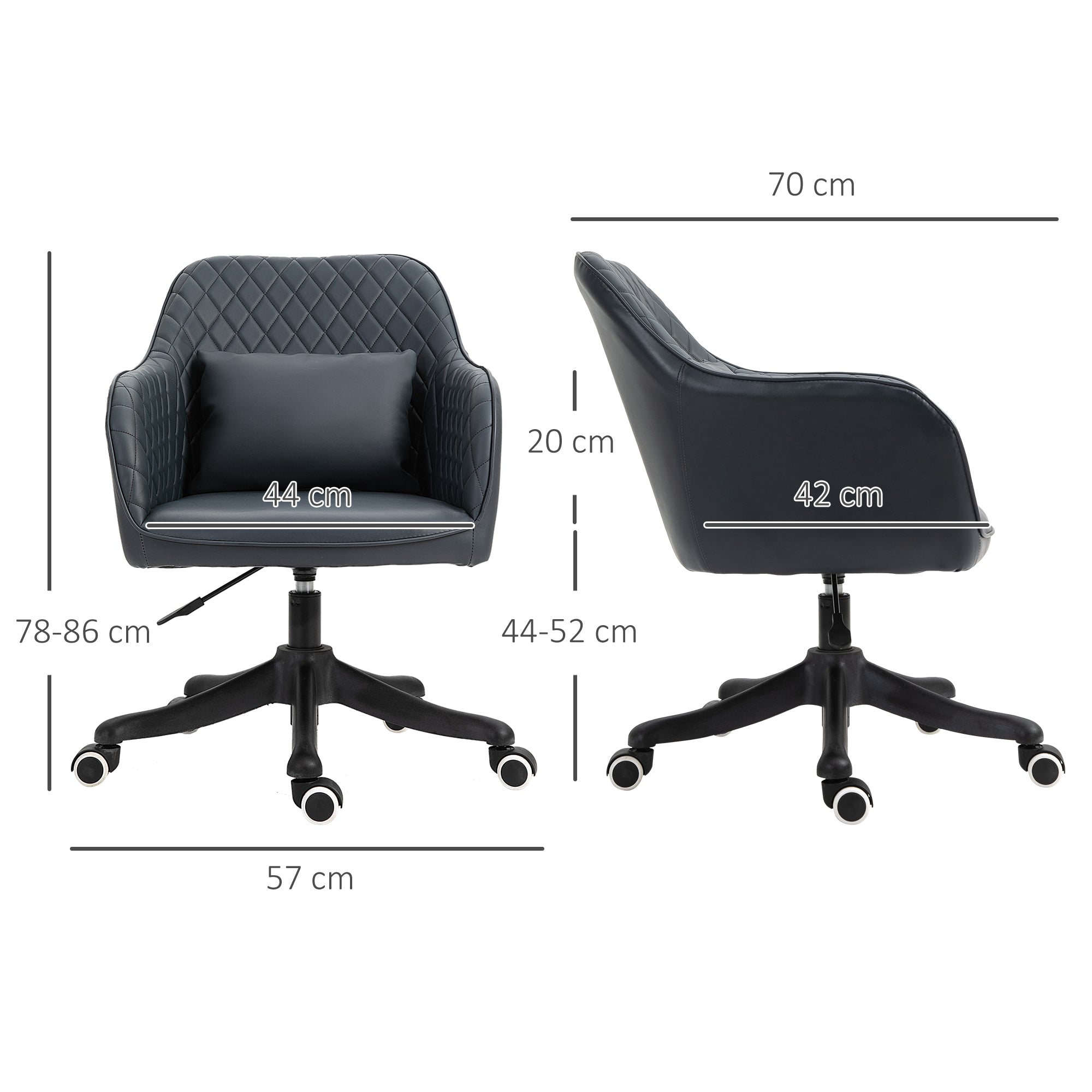 Vinsetto Velvet Office Chair, Desk Chair, Makeup Vanity Chair with Massage Lumbar Pillow and Rolling Wheels for Bedroom and Home, Deep Blue - North Peak Garden Furniture