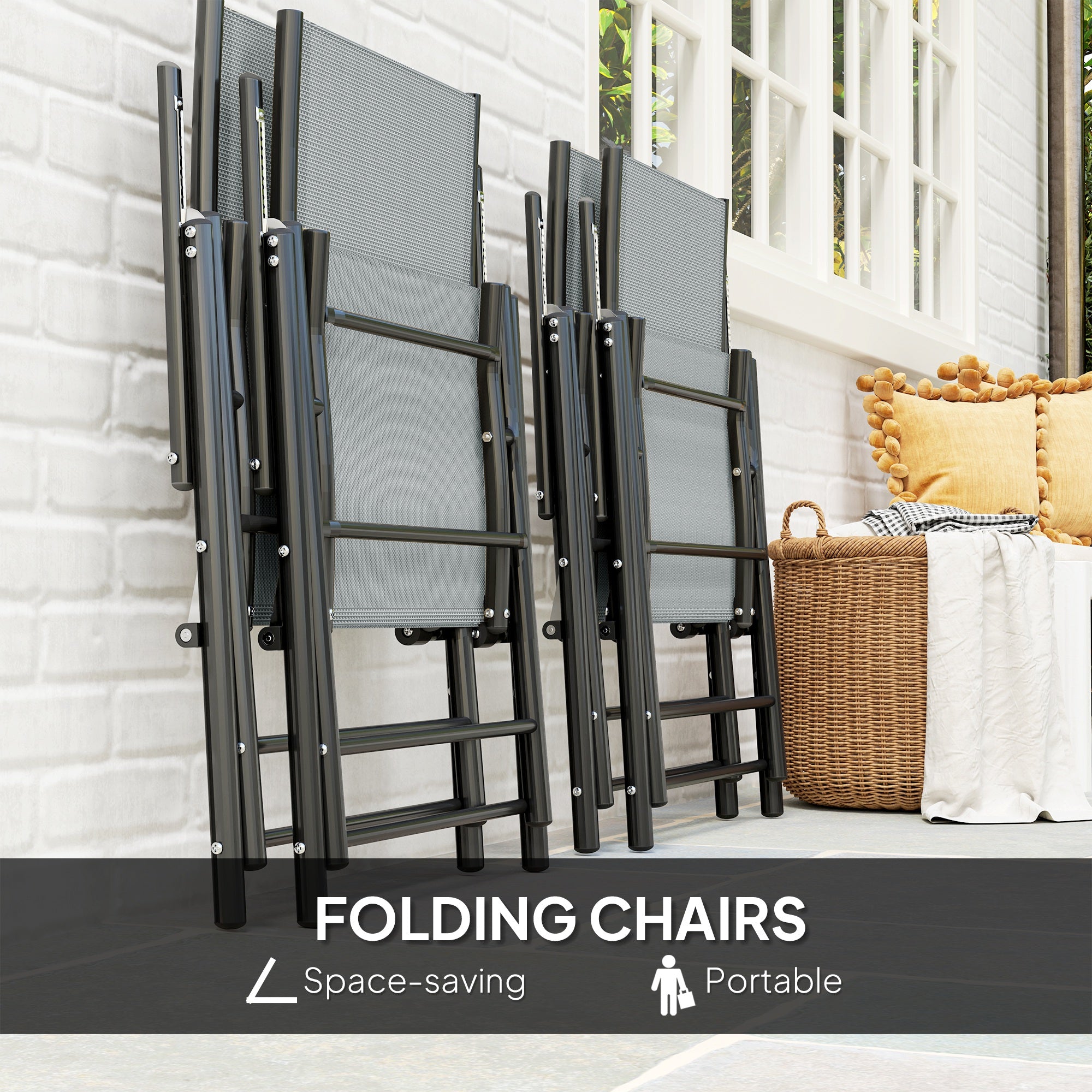 Outsunny Five-Piece Steel Frame Patio Set - Grey/Black - North Peak Garden Furniture