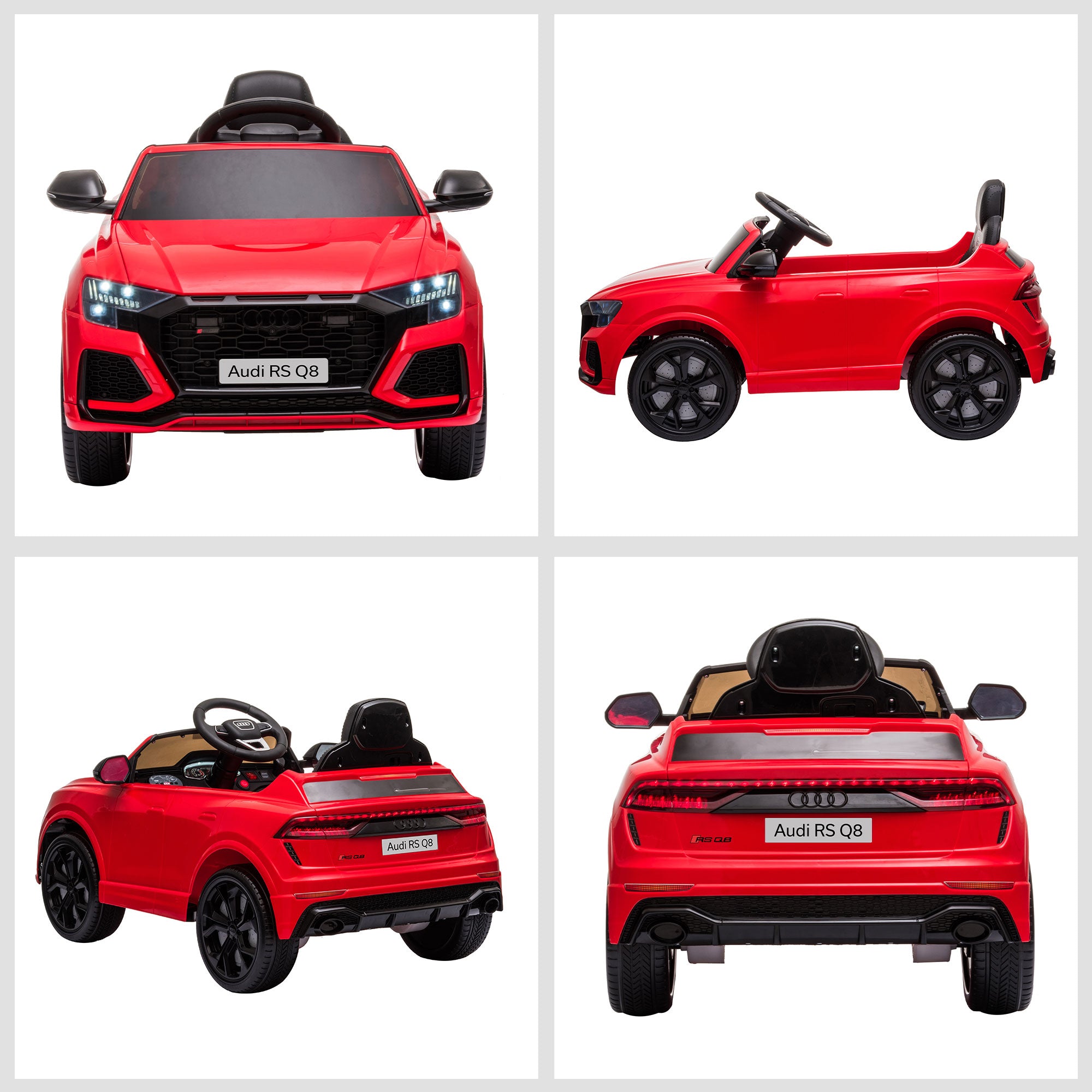 HOMCOM Audi RS Q8 Licensed 6V Kids Electric Ride On Car Toy Car with Remote Control Music Lights USB MP3 for 3-5 Years Old Red - North Peak Garden Furniture