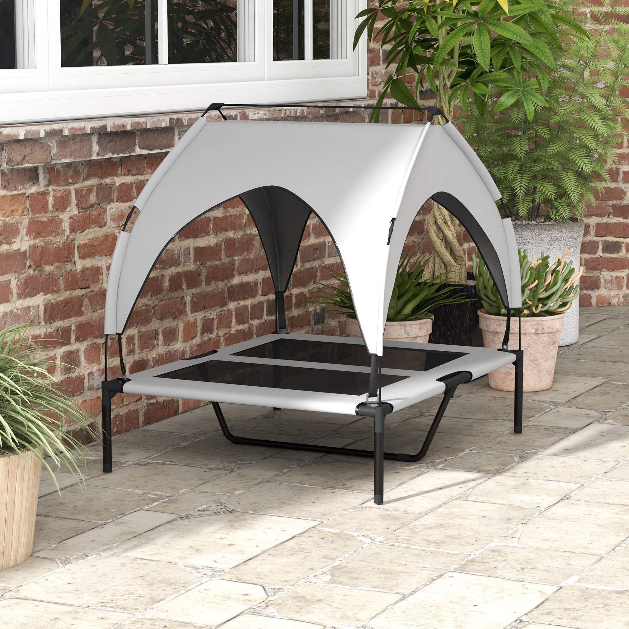 PawHut Cooling Raised Pet Bed w/ Washable Breathable Mesh, for Medium, Large Dogs, 91 x 76 x 89cm - Light Grey - North Peak Garden Furniture