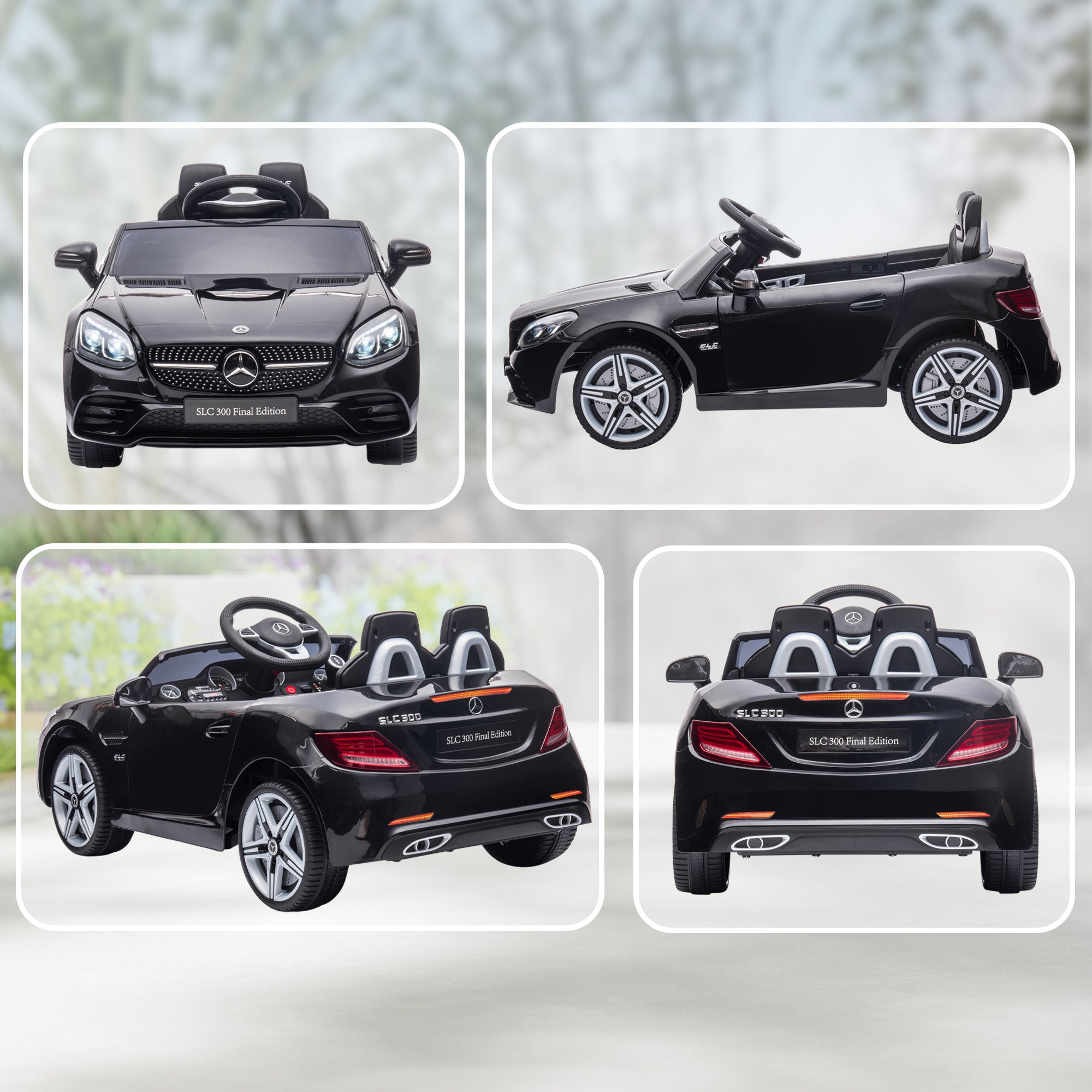 AIYAPLAY Benz SLC 300 Licensed 12V Kids Electric Ride On Car with Parental Remote Two Motors Music Lights Suspension Wheels for 3-6 Years Black
