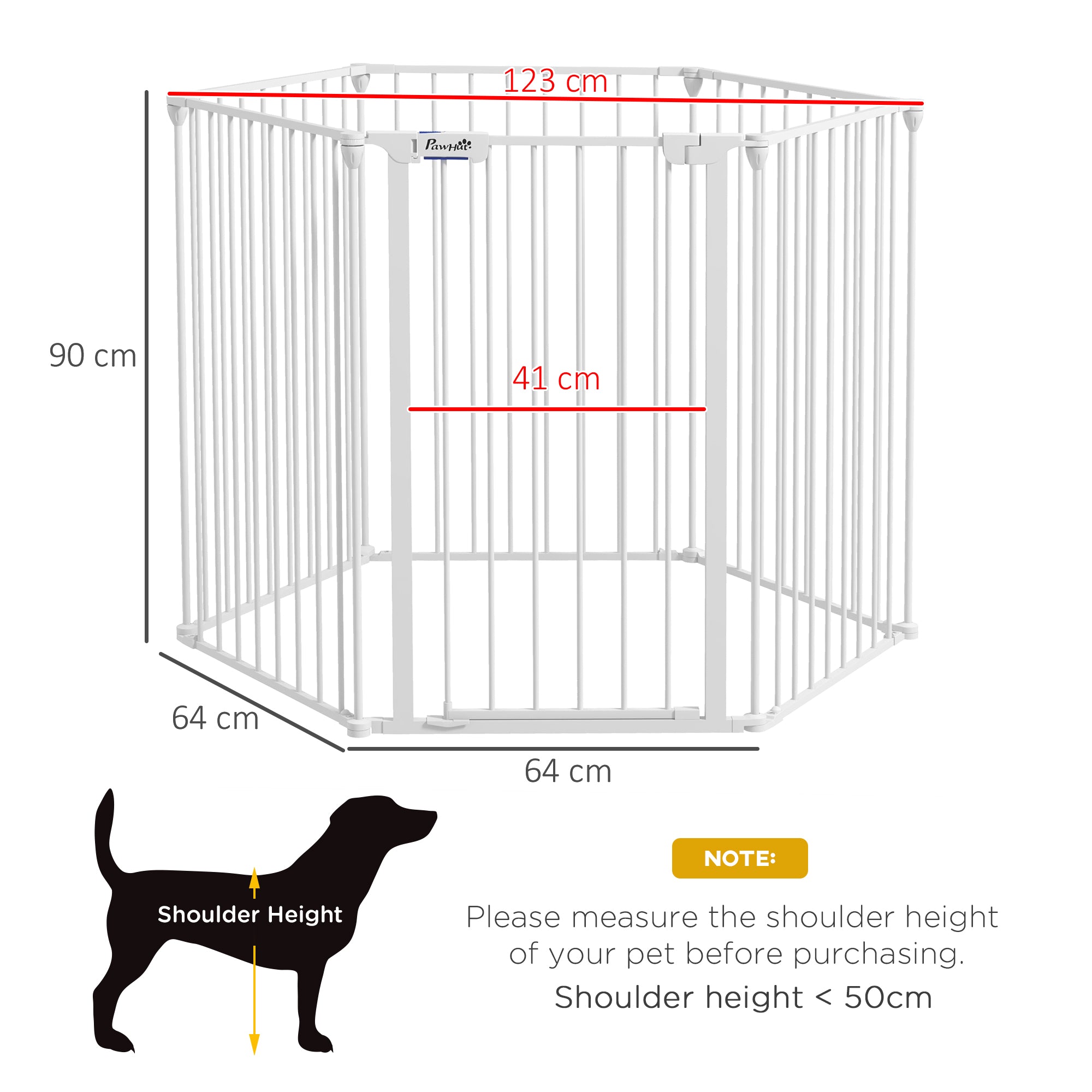 PawHut 6 Panels Foldable Dog Playpen, Puppy Pen Crate with Door - White - North Peak Garden Furniture