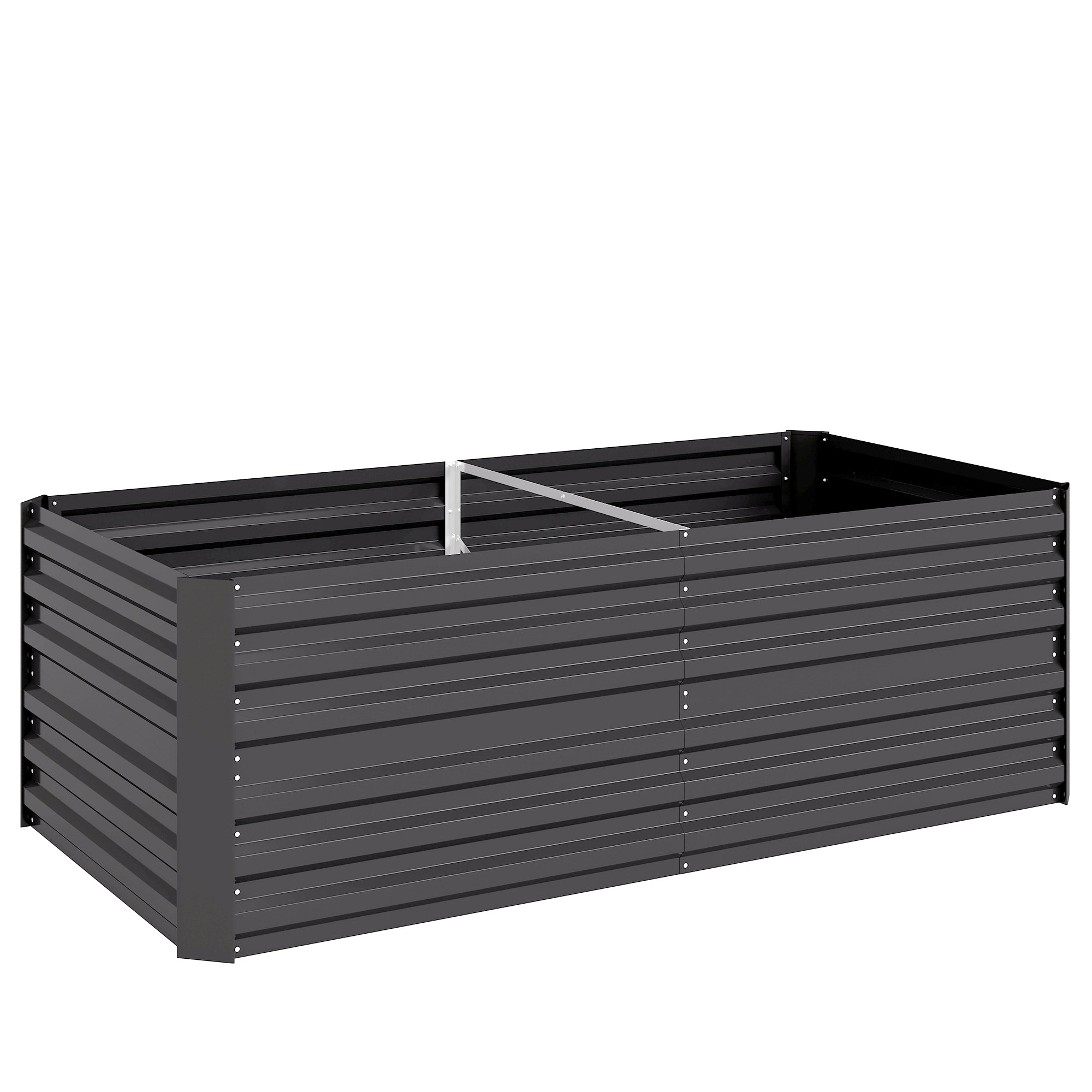 Outsunny Raised Beds for Garden, Galvanised Steel Outdoor Planters with Multi-reinforced Rods, 180 x 90 x 59 cm, Dark Grey