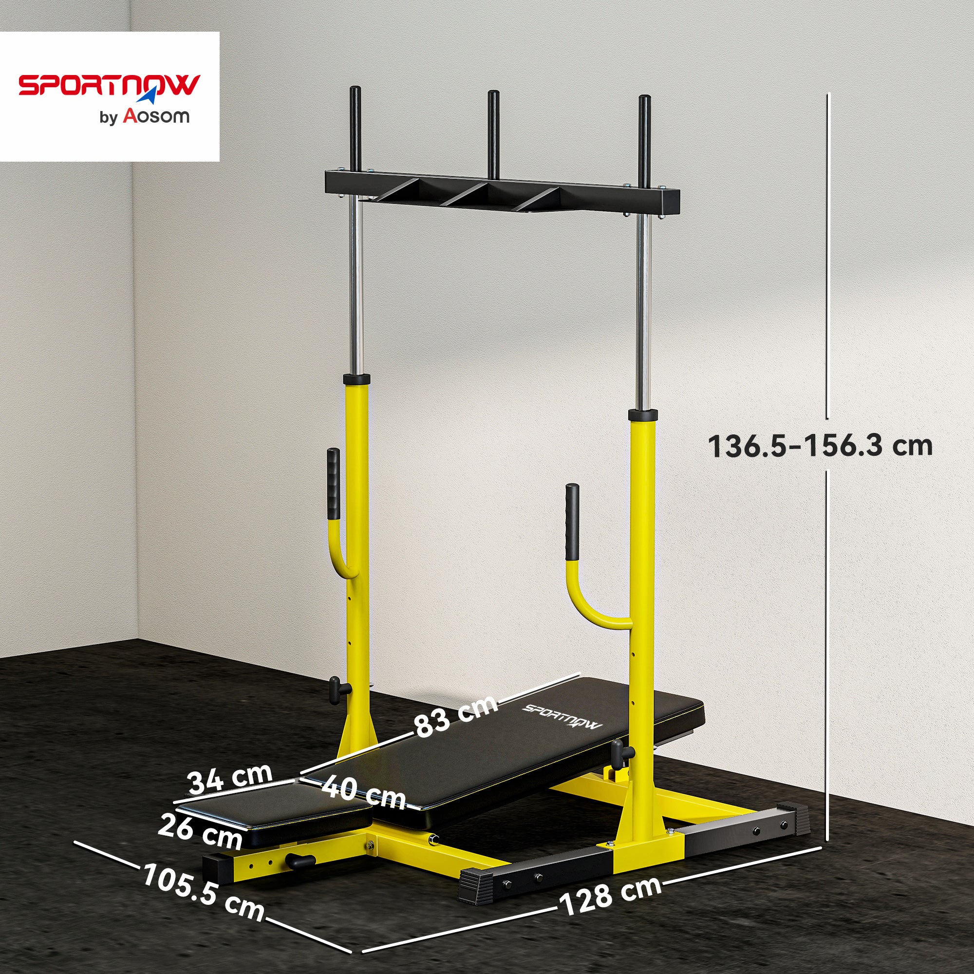 SPORTNOW Vertical Leg Press Machine with Adjustable Leg, Back and Head Positions, 2" Olympic Plate Compatible, Yellow