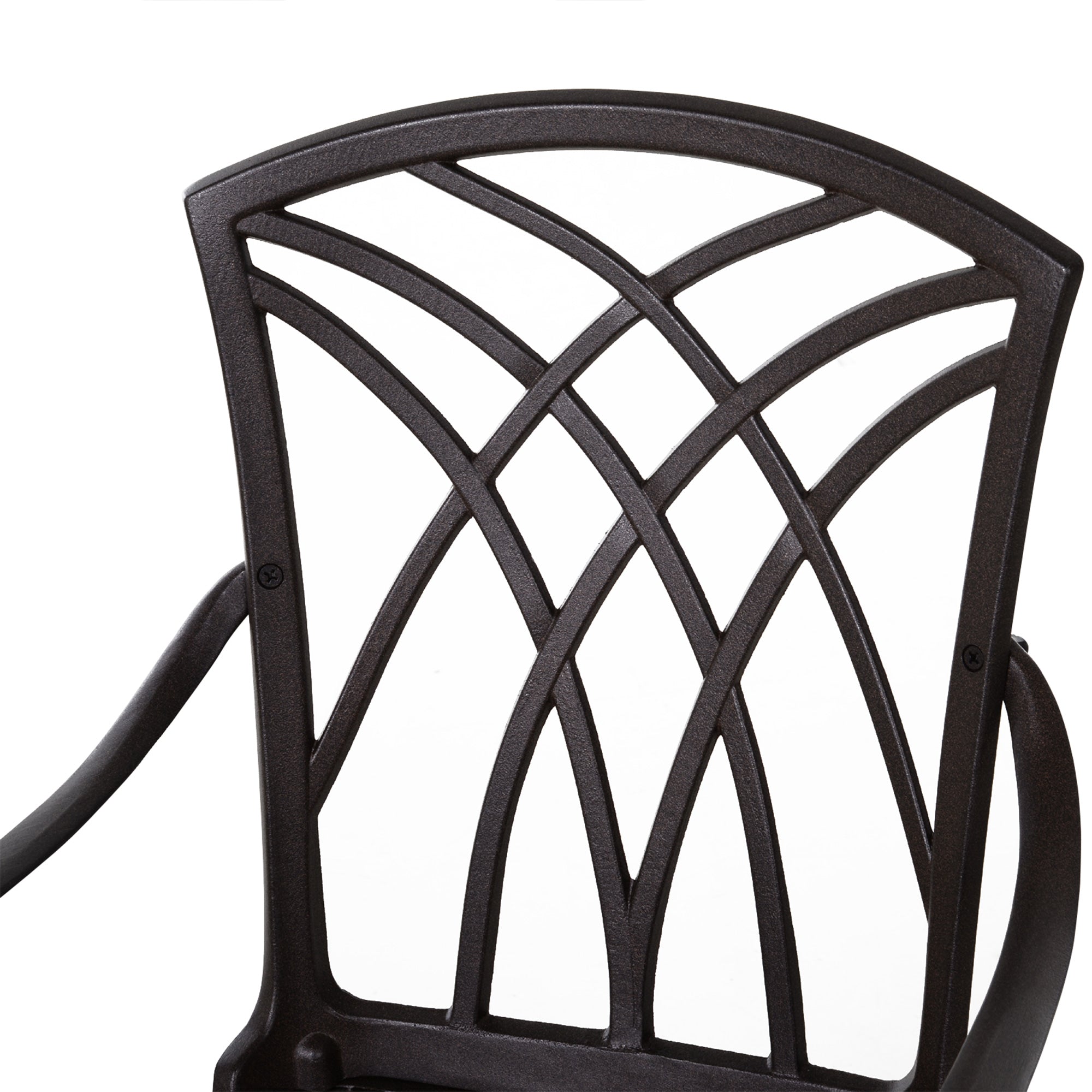 Outsunny 5 Pieces Outdoor Dining Table Set, Cast Aluminium Patio Conversation Furniture Set with 4 Armchairs, a Round Dining Table with Parasol Hole, Brown - North Peak Garden Furniture